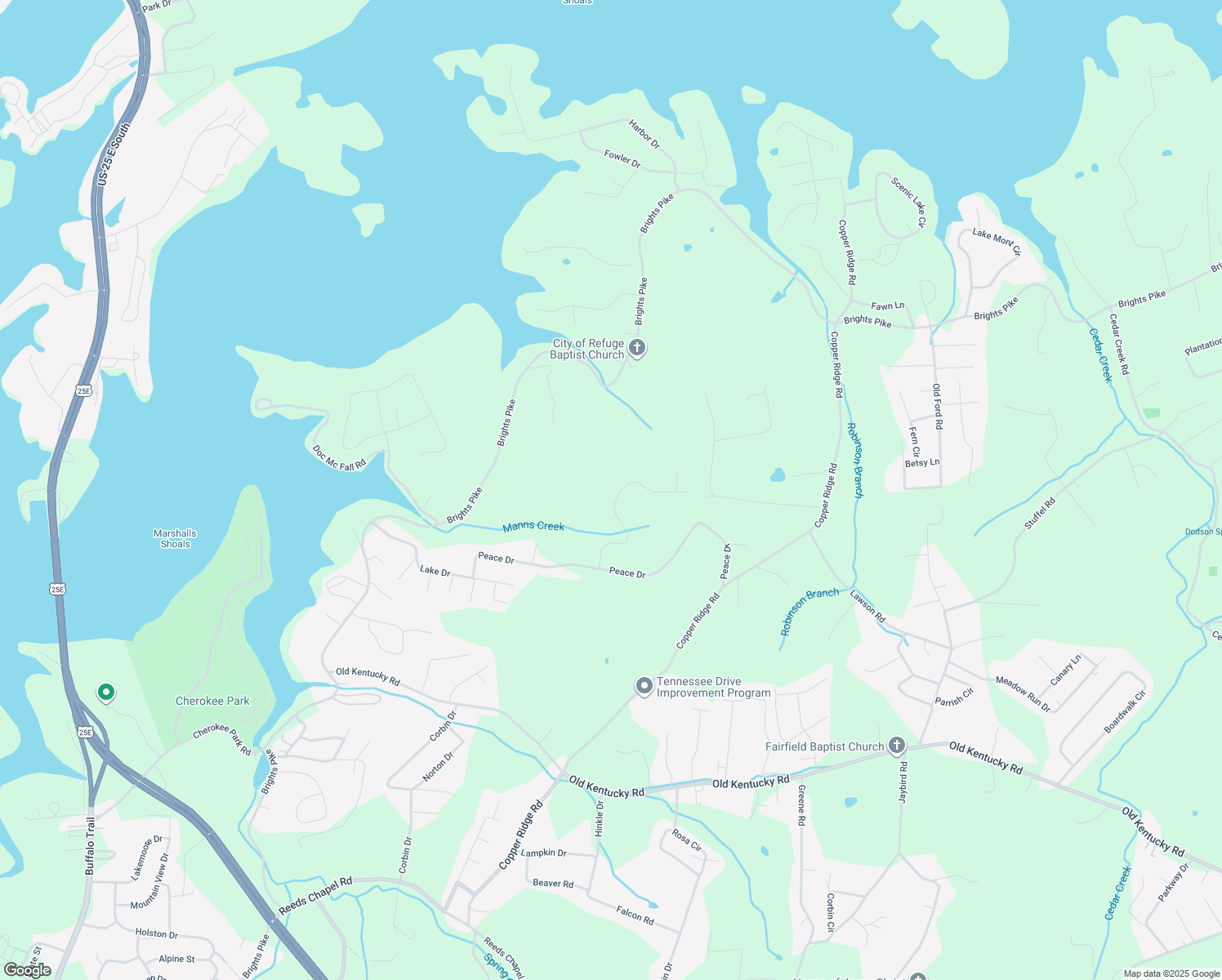 map of restaurants, bars, coffee shops, grocery stores, and more near 2953 Park View Drive in Morristown