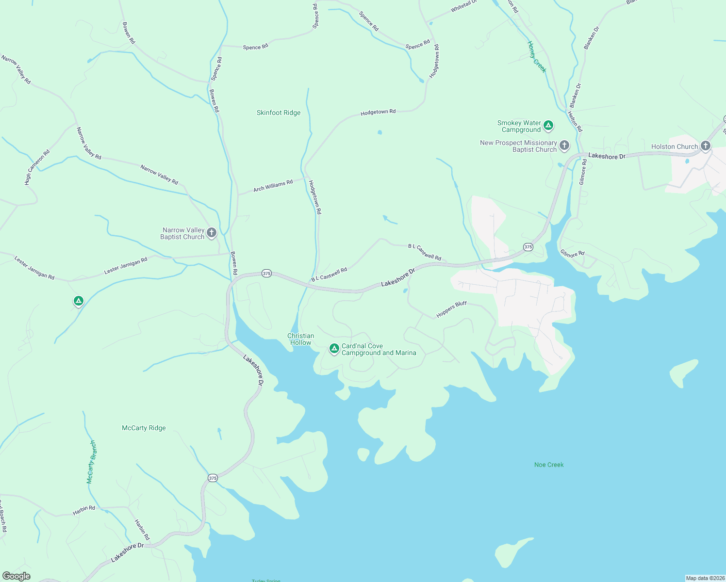 map of restaurants, bars, coffee shops, grocery stores, and more near 7497 Lakeshore Drive in Rutledge