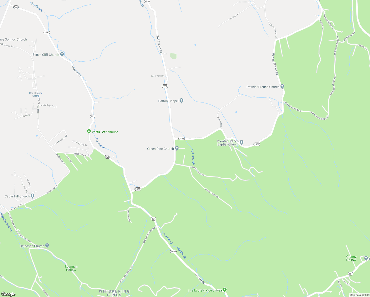 map of restaurants, bars, coffee shops, grocery stores, and more near 189 Toll Branch Lane in Johnson City