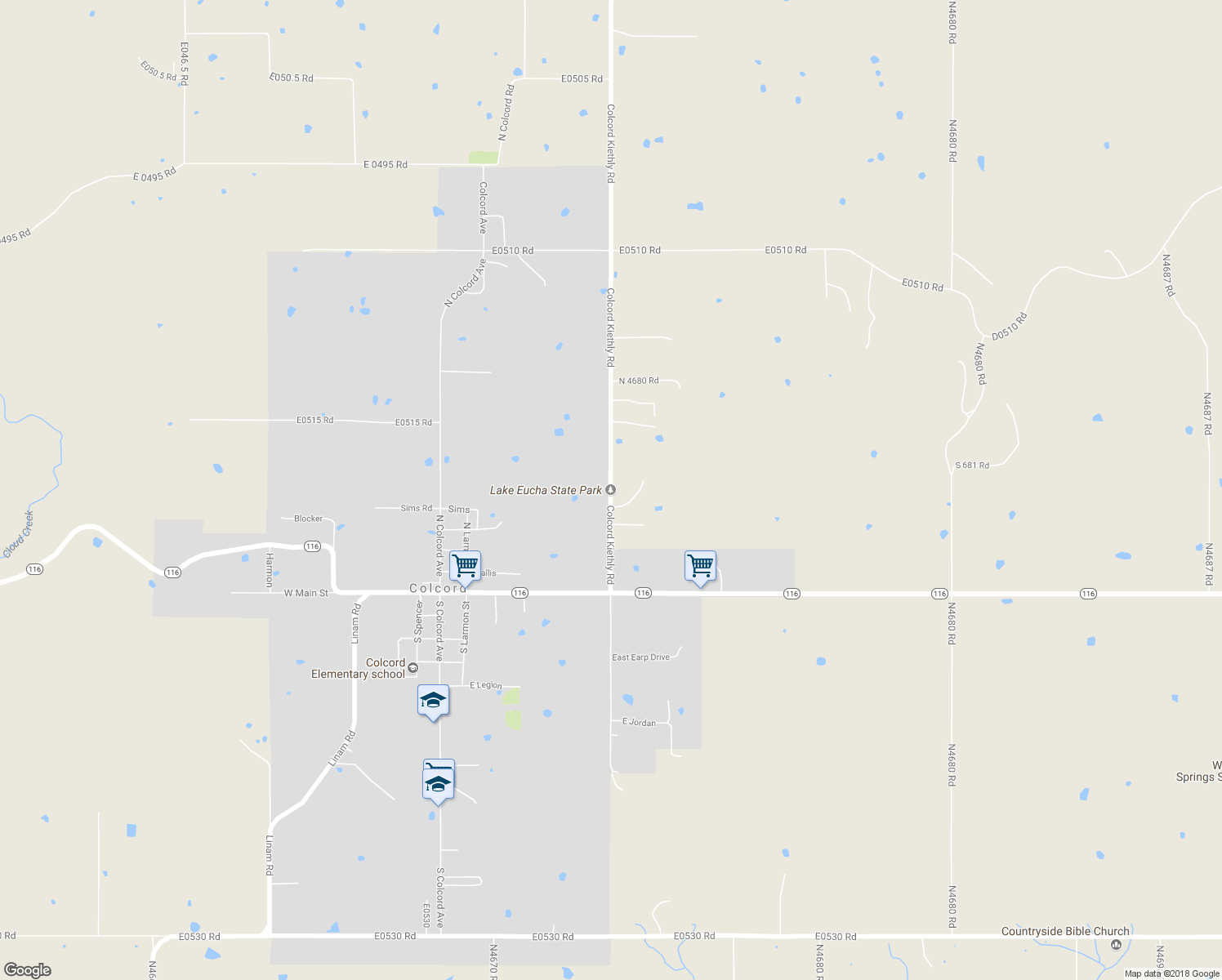 map of restaurants, bars, coffee shops, grocery stores, and more near 490 Colcord Kiethly Road in Colcord