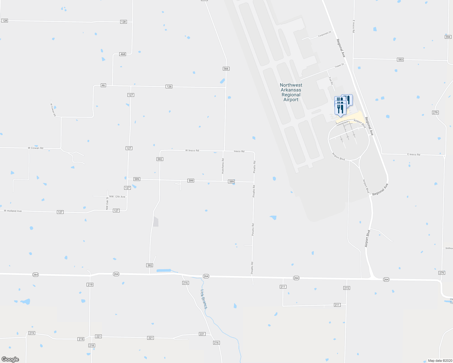 map of restaurants, bars, coffee shops, grocery stores, and more near 13071 Duke Hill Road in Bentonville