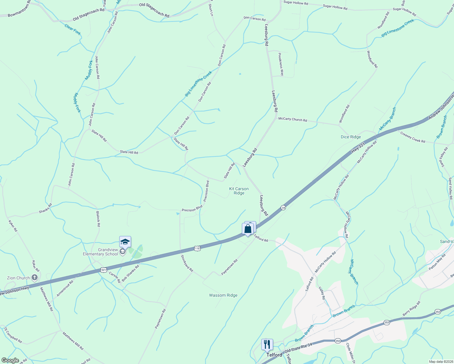 map of restaurants, bars, coffee shops, grocery stores, and more near 162 Slate Hill Road in Telford