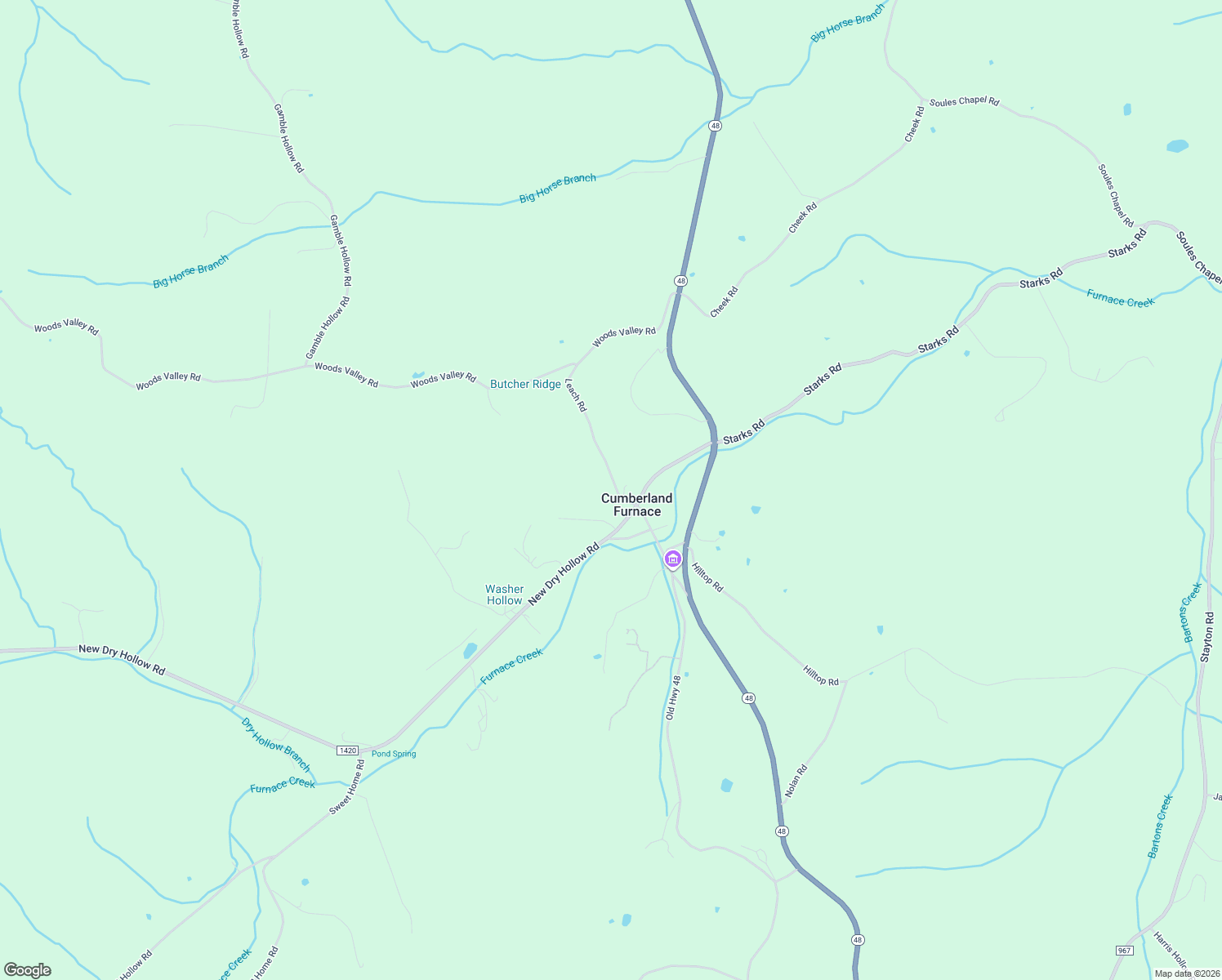 map of restaurants, bars, coffee shops, grocery stores, and more near 1125 Leach Road in Cumberland Furnace
