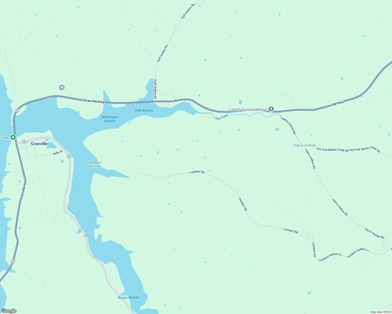 map of restaurants, bars, coffee shops, grocery stores, and more near 1768 Lambert Hollow Ln in Granville