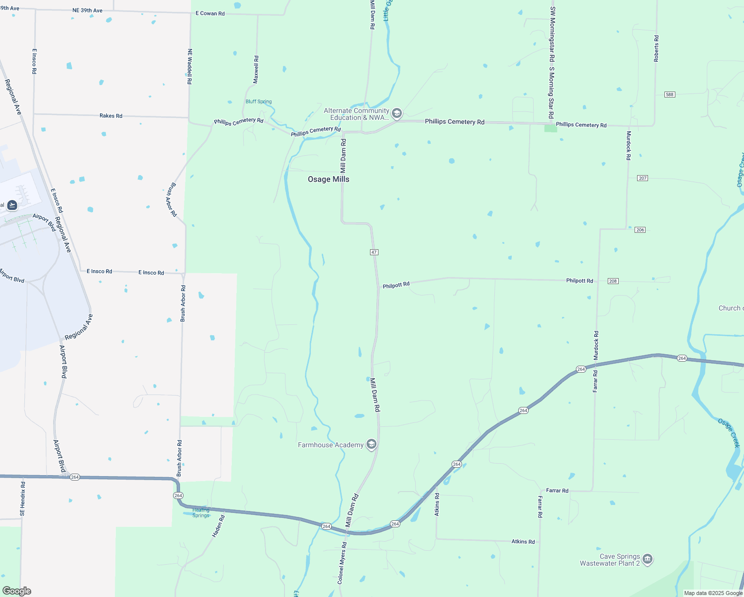 map of restaurants, bars, coffee shops, grocery stores, and more near 11291 Mill Dam Road in Bentonville