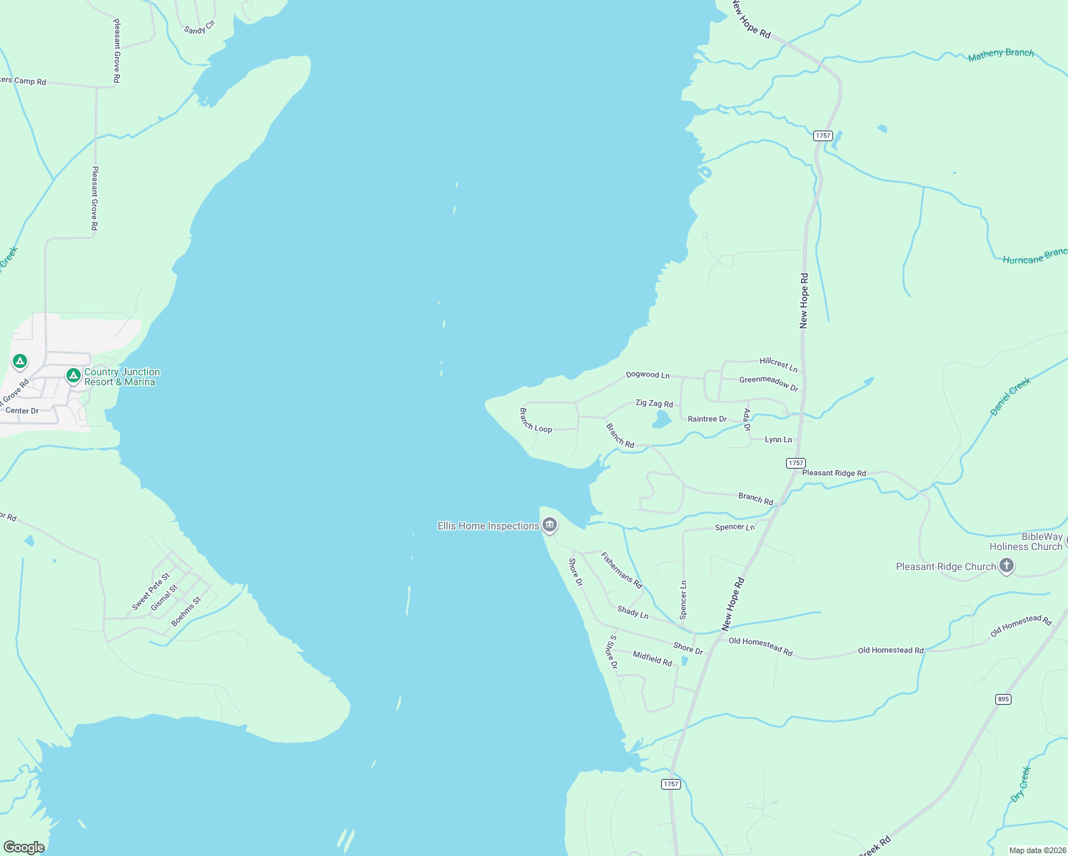map of restaurants, bars, coffee shops, grocery stores, and more near 41 Branch Loop in Big Sandy