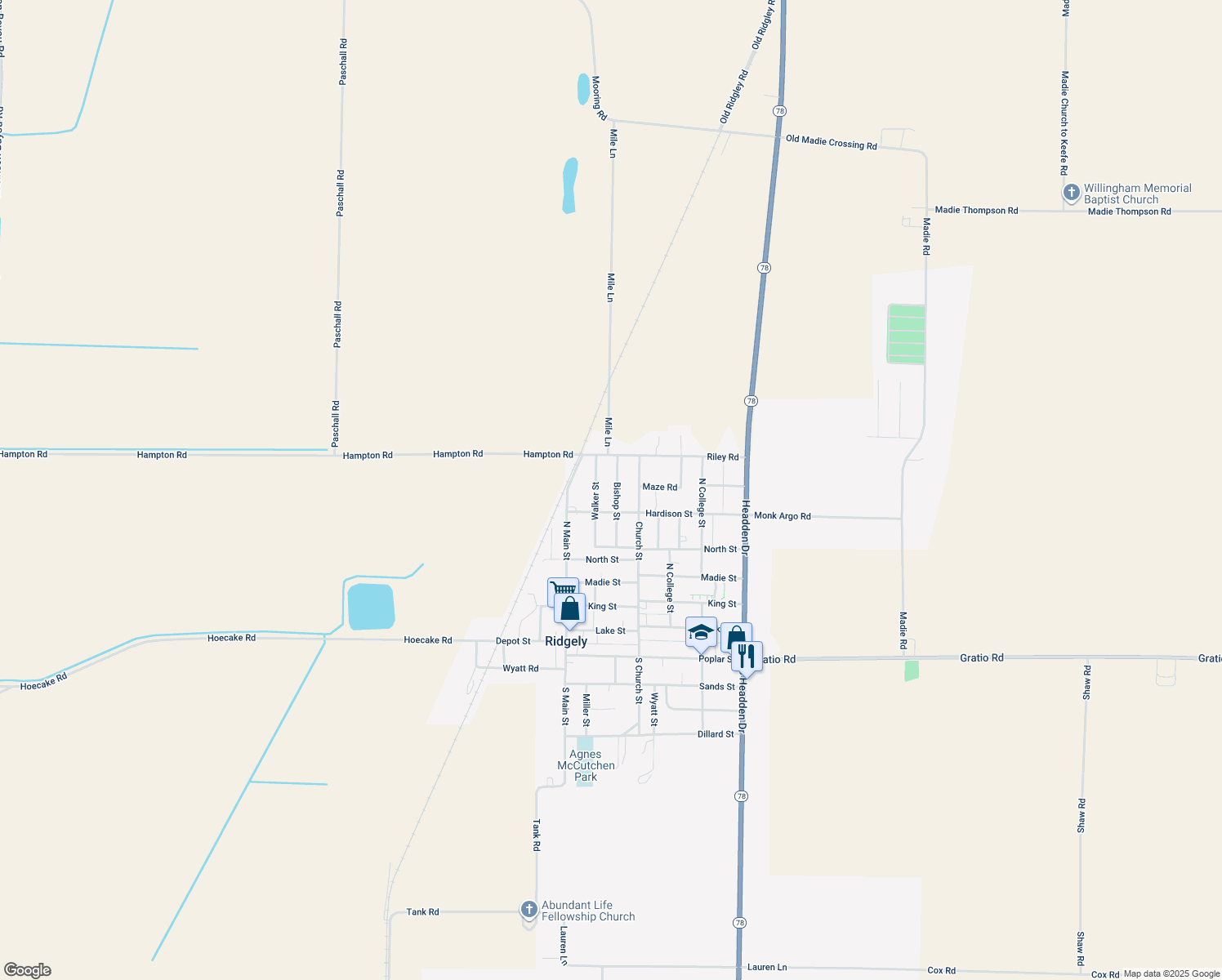 map of restaurants, bars, coffee shops, grocery stores, and more near 537 Bishop St in Ridgely
