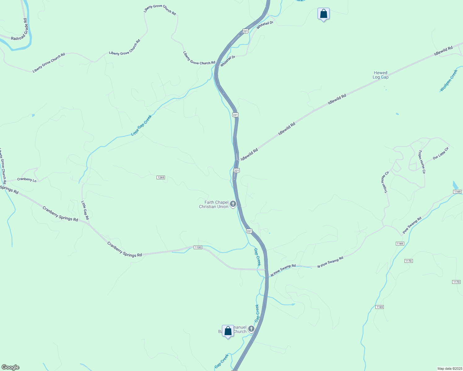 map of restaurants, bars, coffee shops, grocery stores, and more near 105 Deep Gap Estates Drive in Fleetwood
