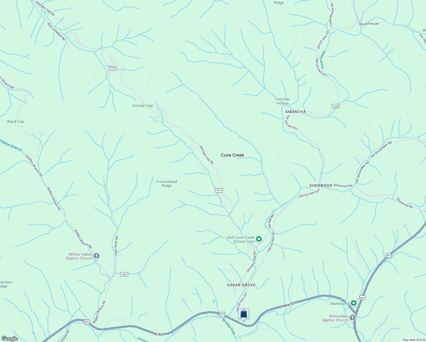 map of restaurants, bars, coffee shops, grocery stores, and more near 1700 Georges Gap Road in Vilas