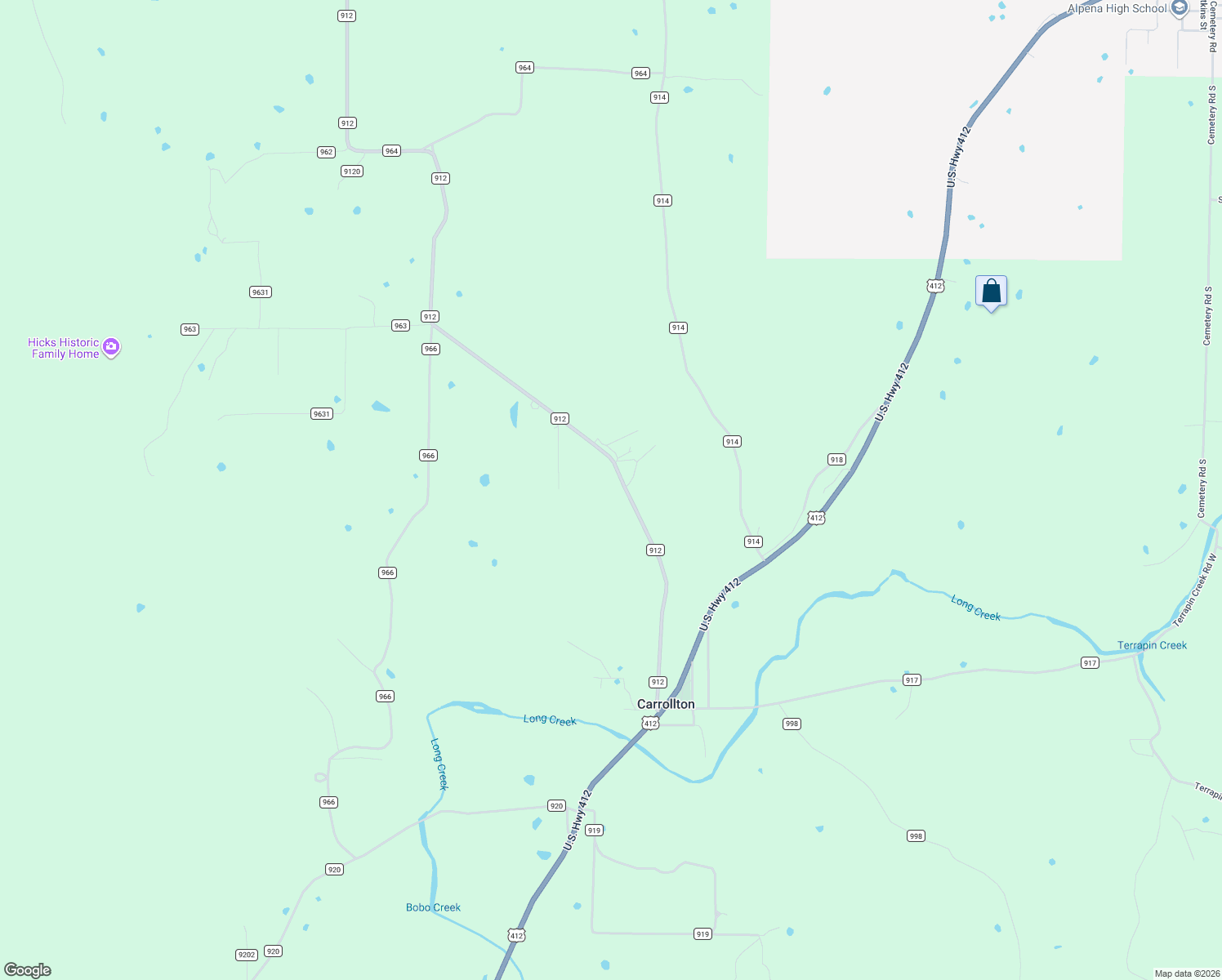 map of restaurants, bars, coffee shops, grocery stores, and more near 2276 County Road 912 in Alpena