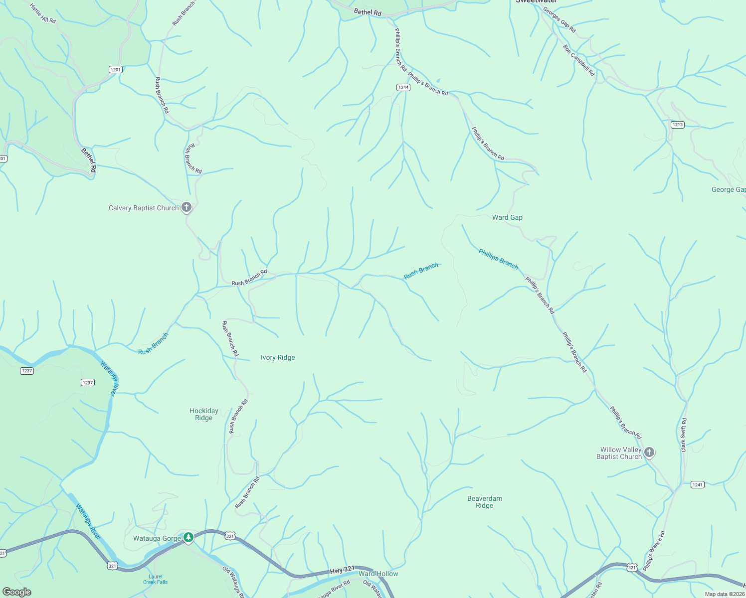 map of restaurants, bars, coffee shops, grocery stores, and more near 226 Loves Knob Road in Watauga County