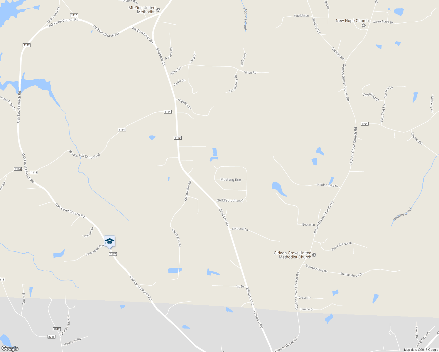 map of restaurants, bars, coffee shops, grocery stores, and more near 121 Mustang Run in Stokesdale