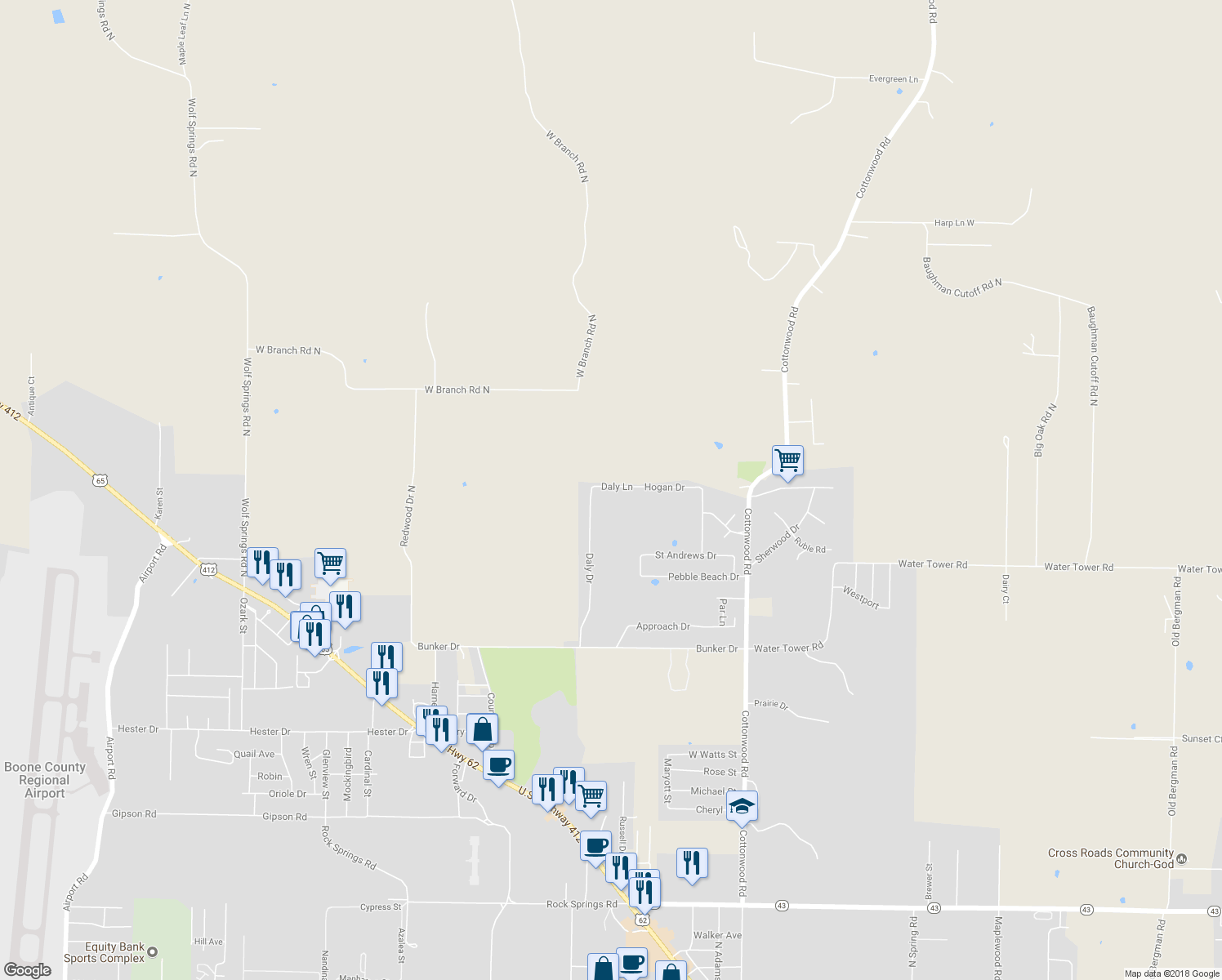 map of restaurants, bars, coffee shops, grocery stores, and more near 308 Hogan Drive in Harrison