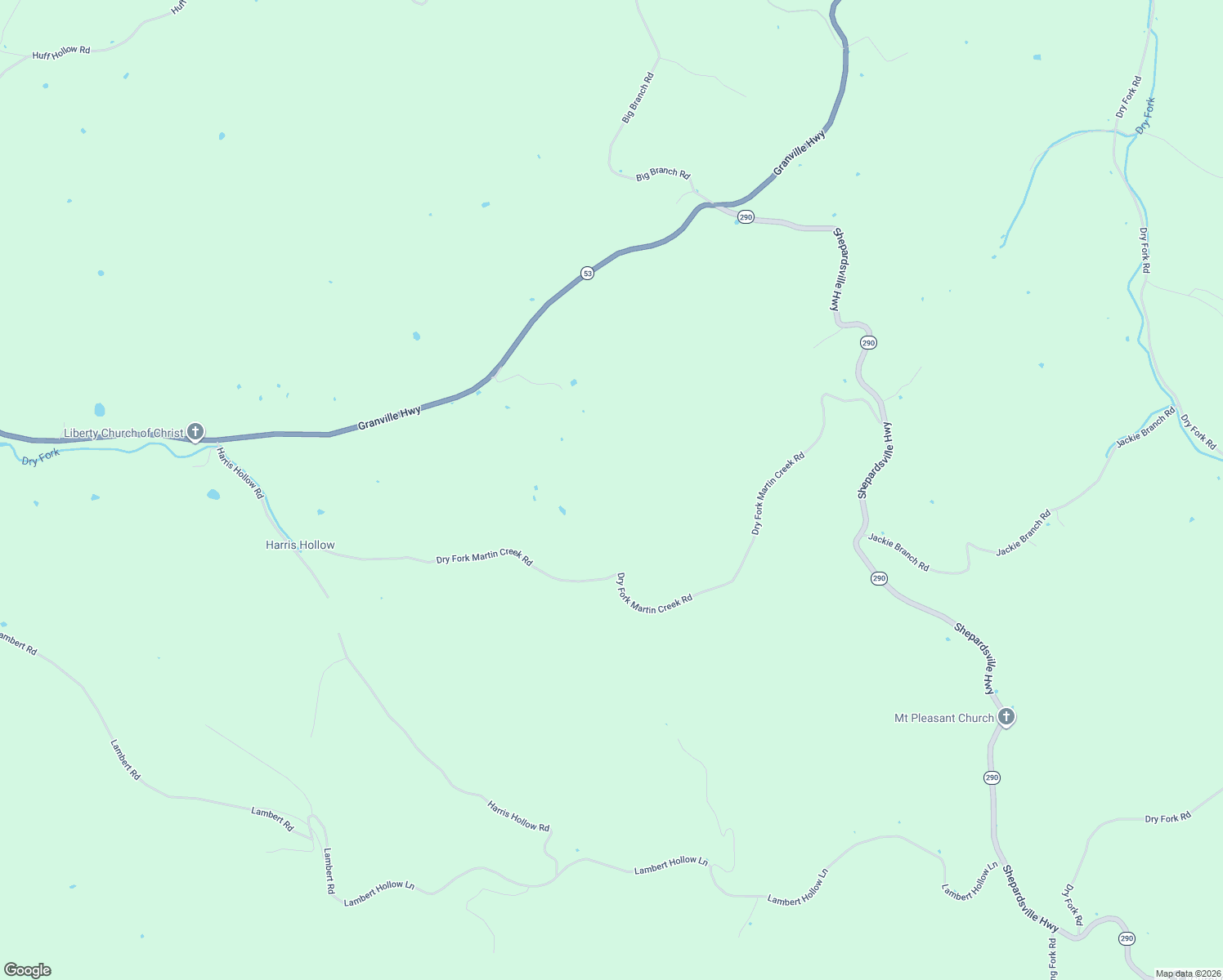 map of restaurants, bars, coffee shops, grocery stores, and more near 675 Dry Fork Martin Creek Road in Granville