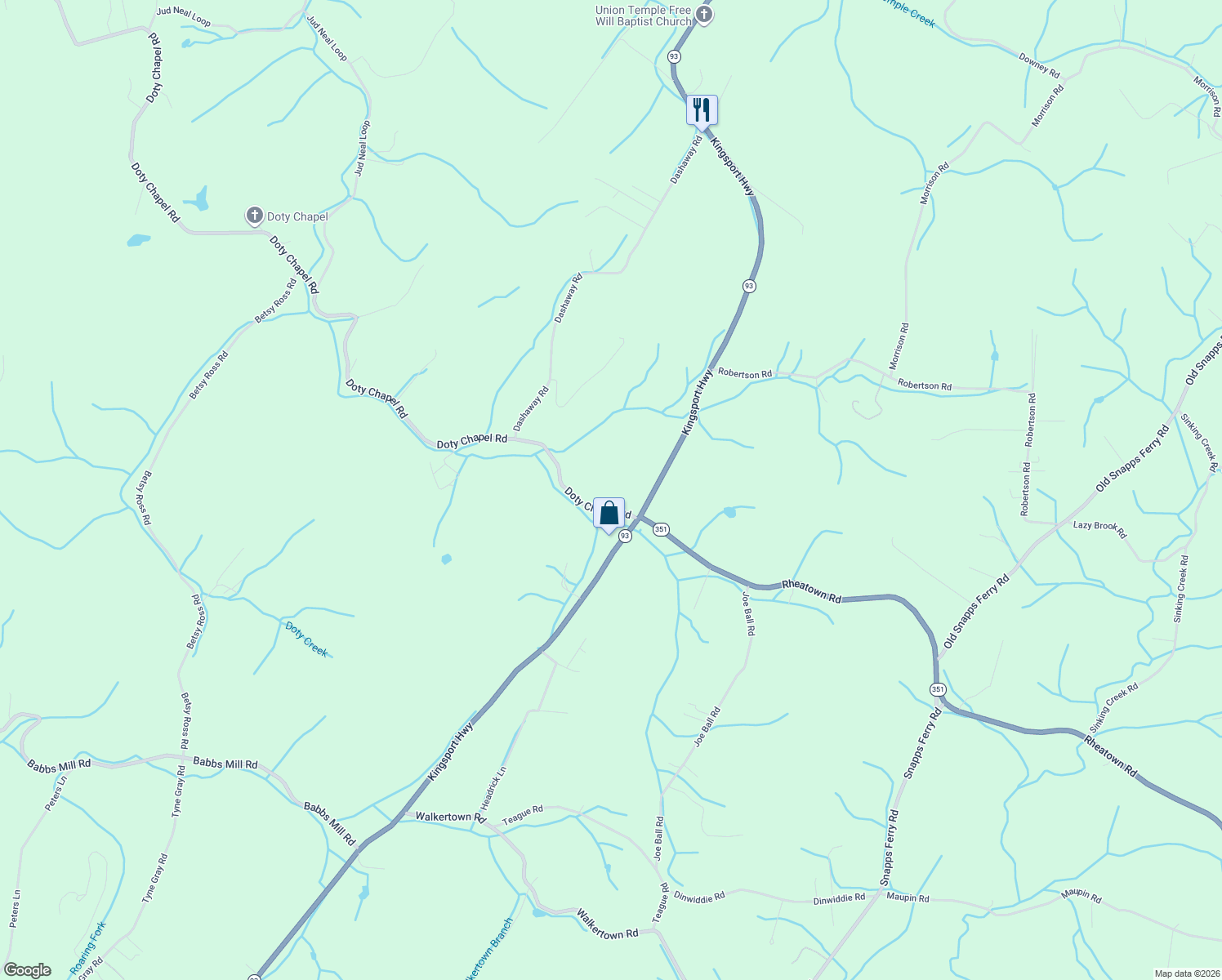 map of restaurants, bars, coffee shops, grocery stores, and more near 70 Doty Chapel Road in Afton