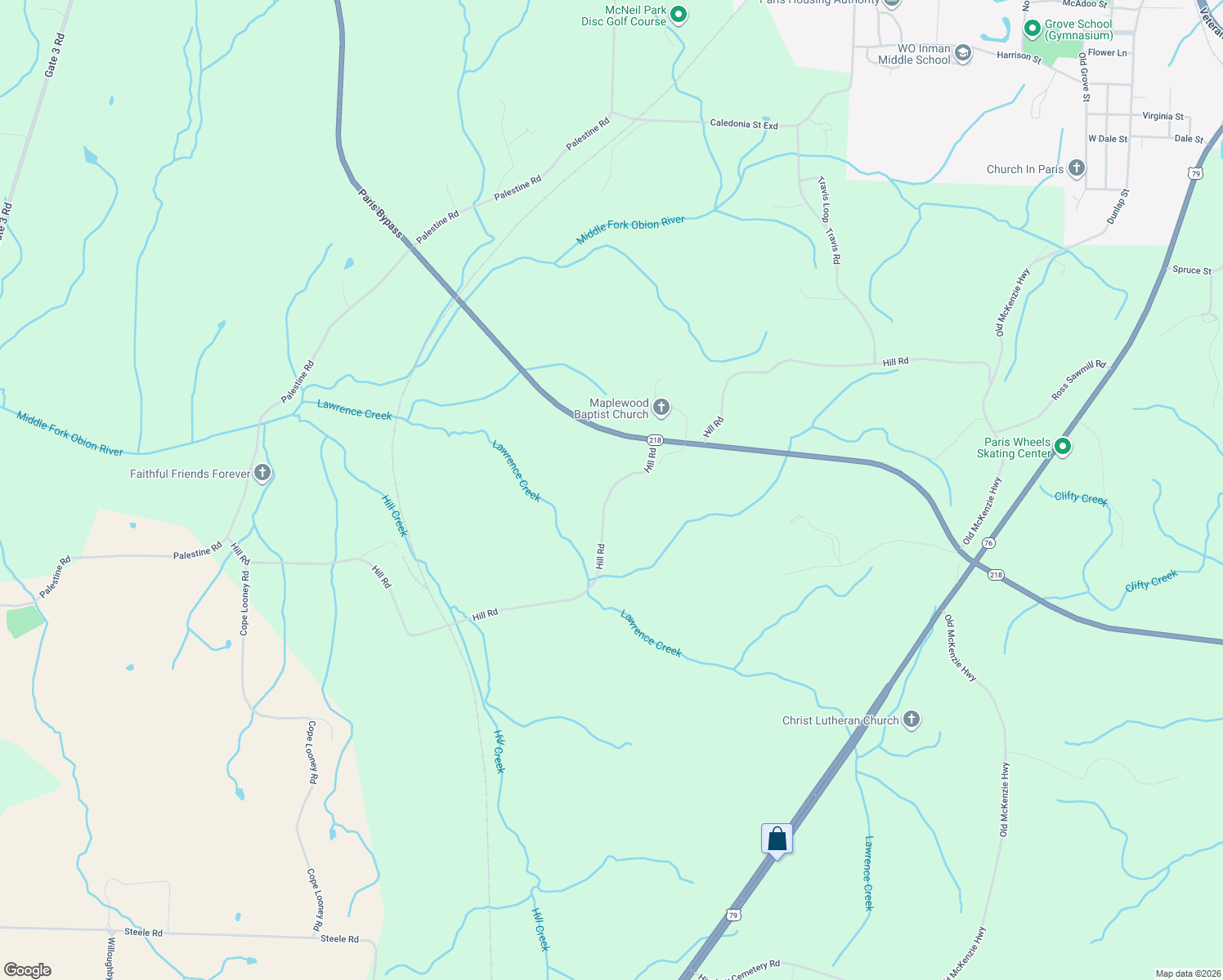 map of restaurants, bars, coffee shops, grocery stores, and more near Hill Rd in Paris