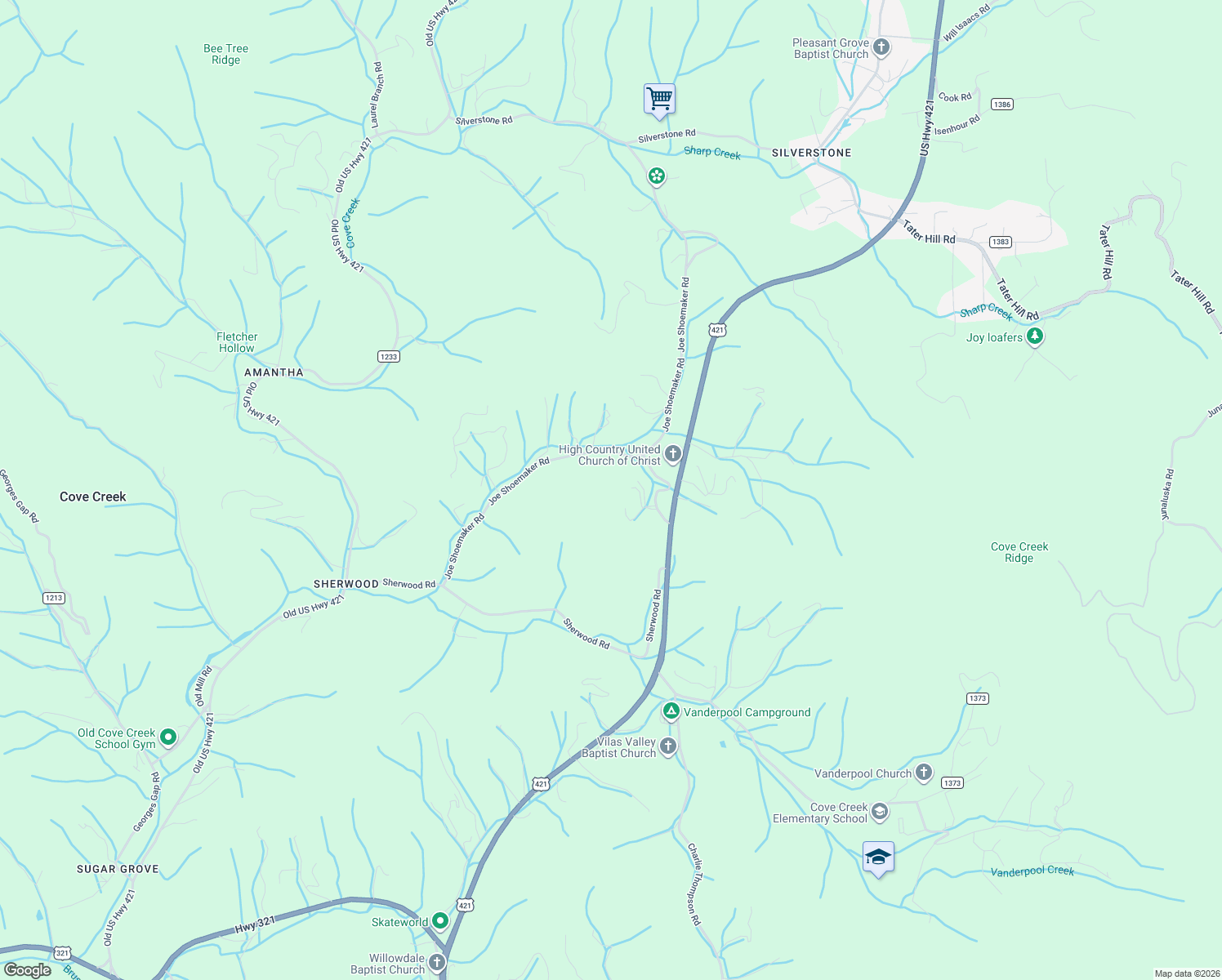 map of restaurants, bars, coffee shops, grocery stores, and more near 240 Cabin Hill Lane in Vilas