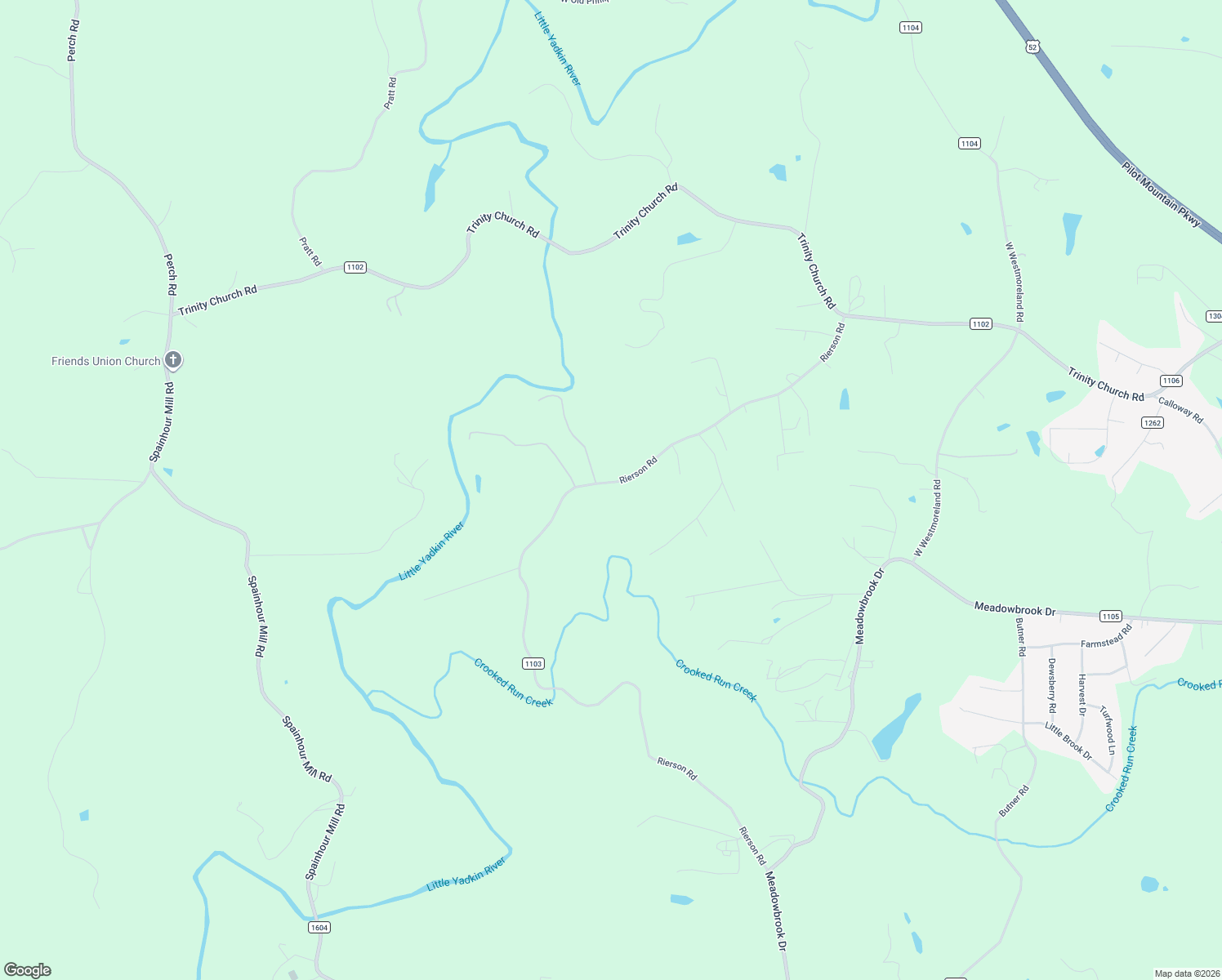 map of restaurants, bars, coffee shops, grocery stores, and more near 1435 Rierson Road in Tobaccoville