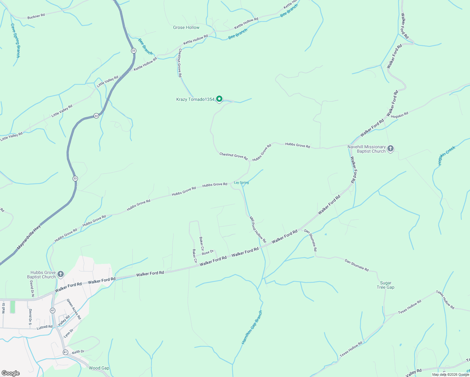 map of restaurants, bars, coffee shops, grocery stores, and more near 402 Hubbs Grove Road in Maynardville