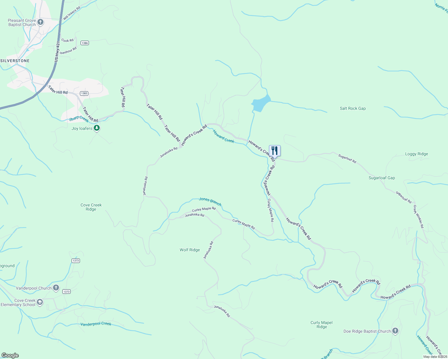 map of restaurants, bars, coffee shops, grocery stores, and more near 343-489 Curley Maple Road in Boone