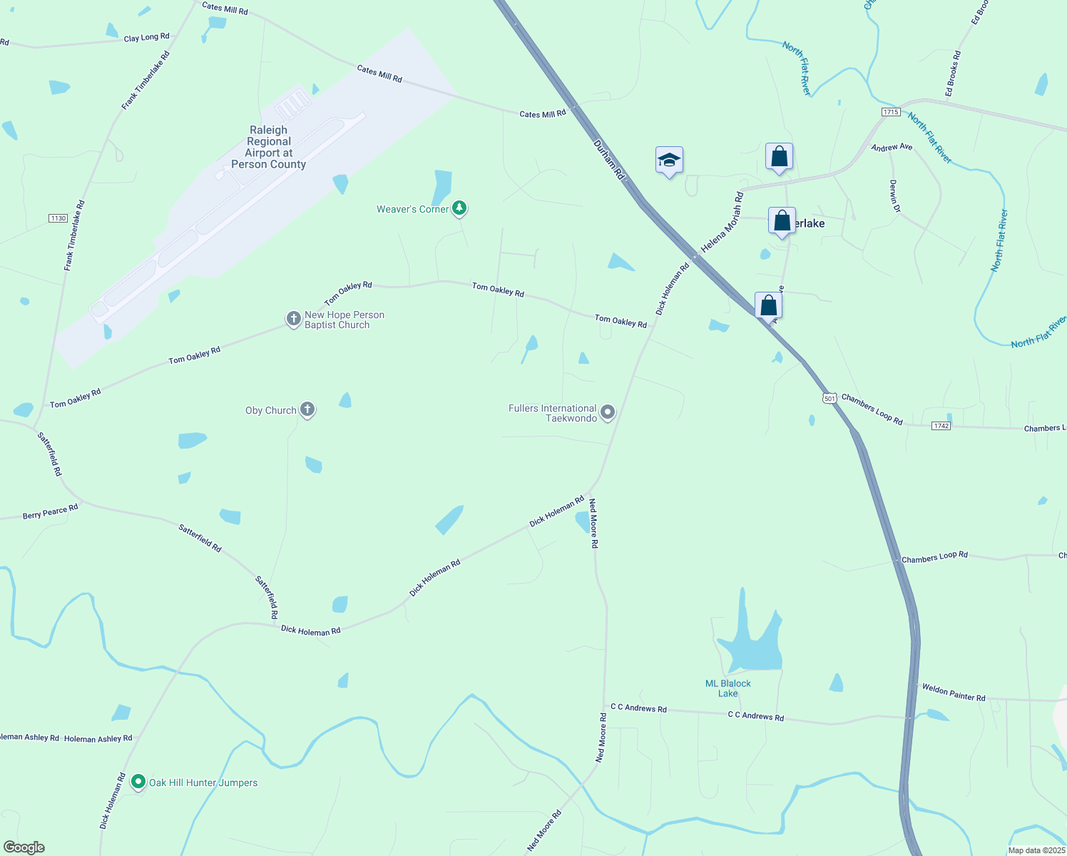 map of restaurants, bars, coffee shops, grocery stores, and more near 258 Berry Drive in Timberlake