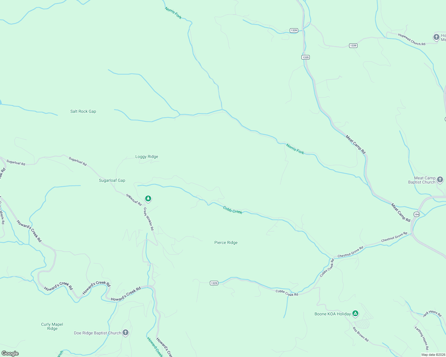 map of restaurants, bars, coffee shops, grocery stores, and more near 2052 Chestnut Grove Road in Boone
