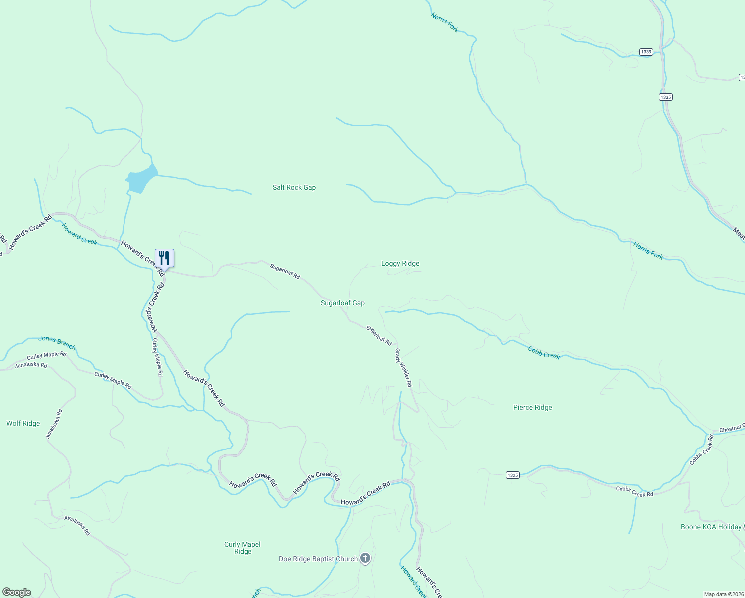 map of restaurants, bars, coffee shops, grocery stores, and more near 1322 Grady Winkler Road in Boone