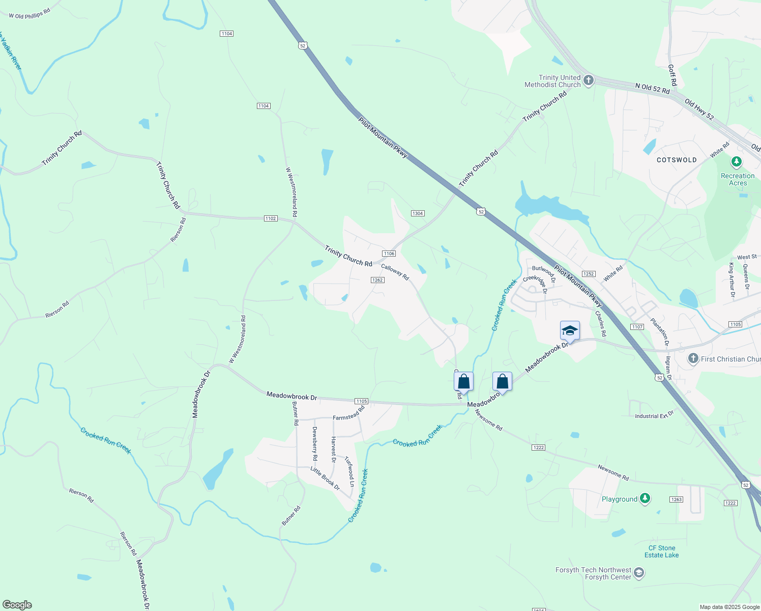 map of restaurants, bars, coffee shops, grocery stores, and more near 125 Robys Road in King