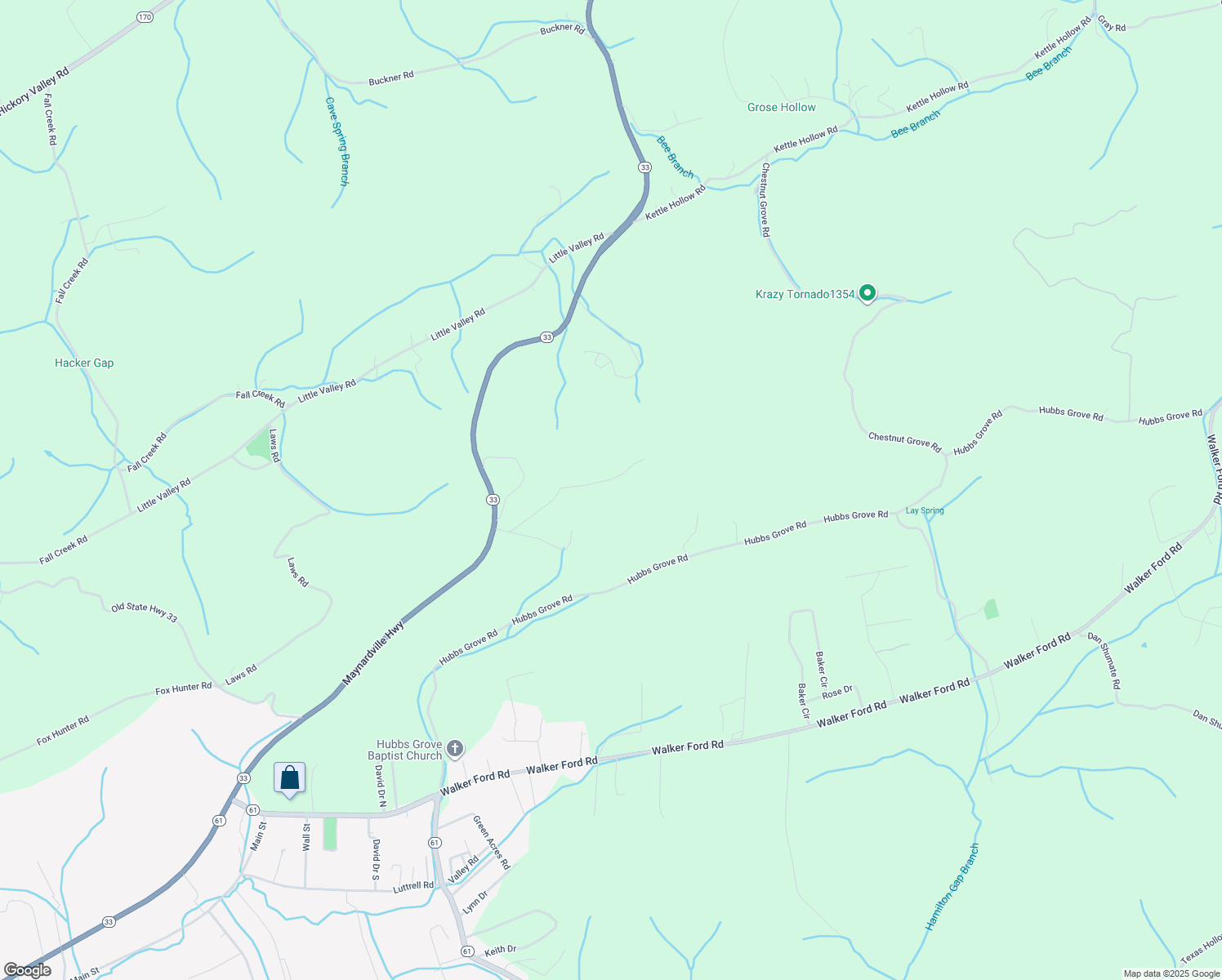 map of restaurants, bars, coffee shops, grocery stores, and more near 178 Grand View Drive in Maynardville