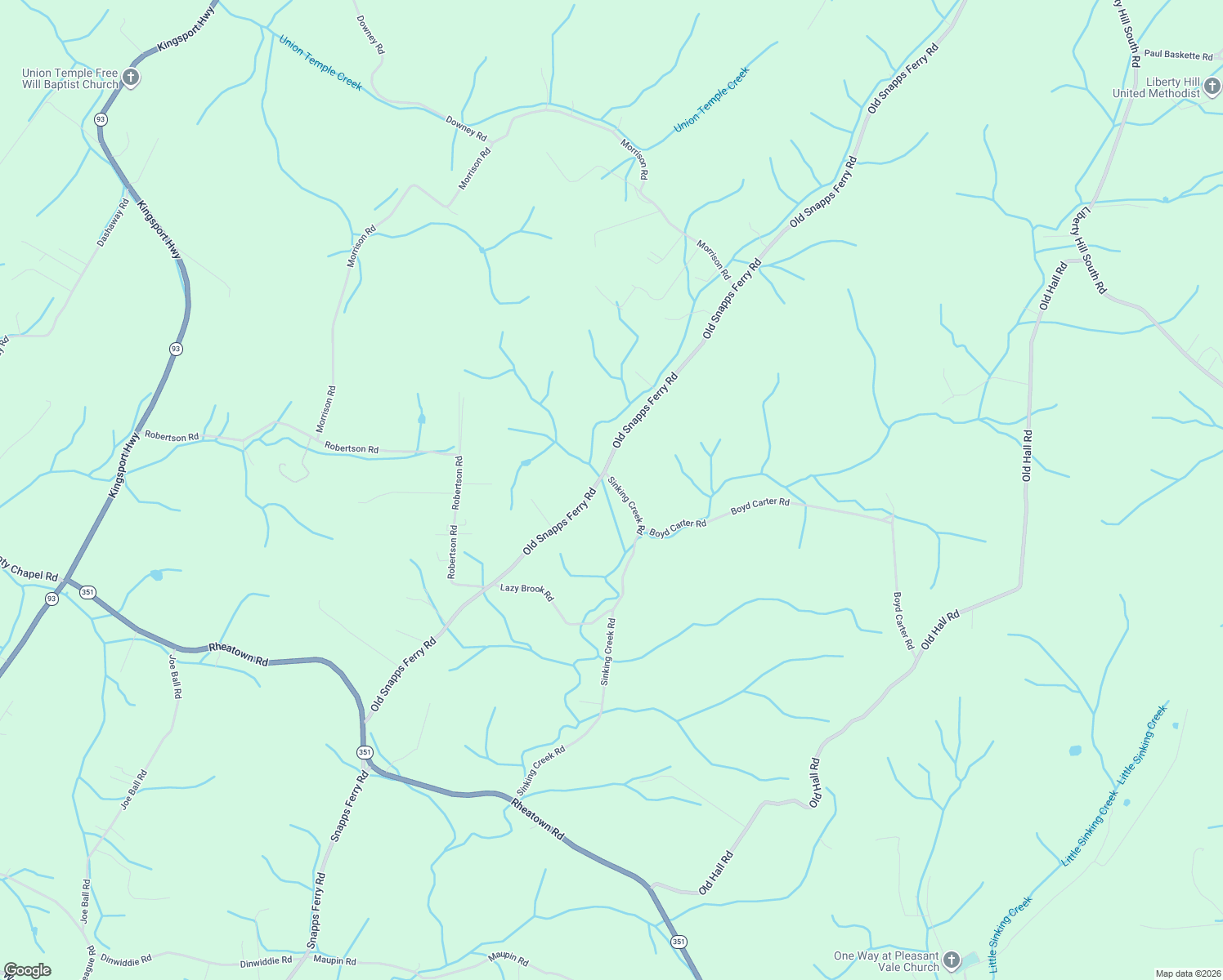 map of restaurants, bars, coffee shops, grocery stores, and more near 1085 Sinking Creek Road in Chuckey