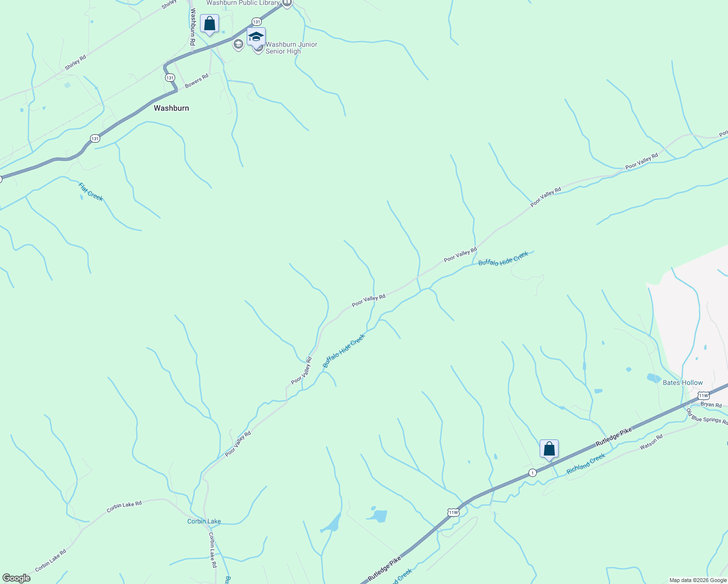 map of restaurants, bars, coffee shops, grocery stores, and more near 5937 Poor Valley Road in Rutledge