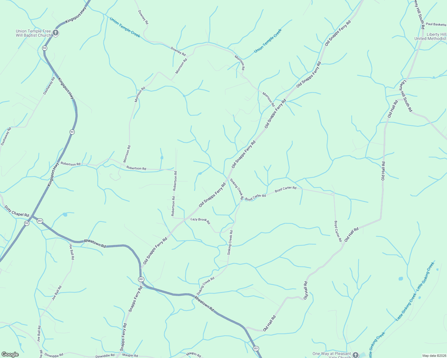 map of restaurants, bars, coffee shops, grocery stores, and more near 1085 Sinking Creek Road in Chuckey