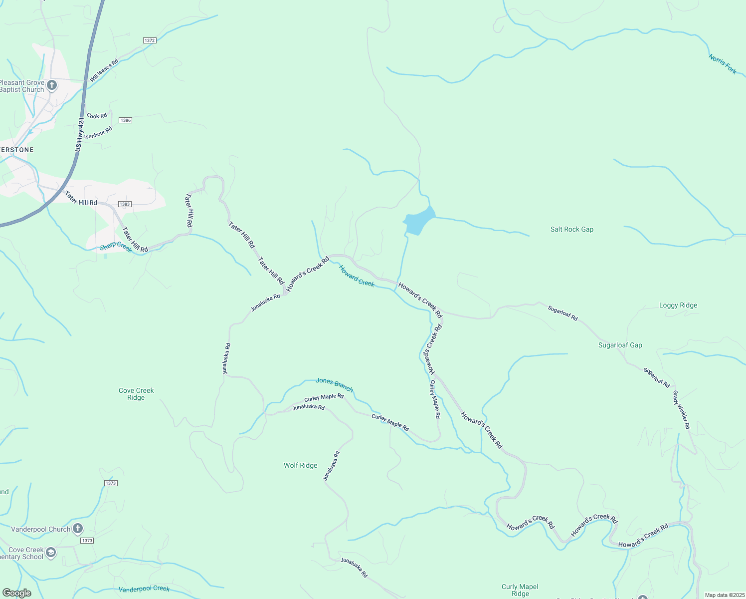 map of restaurants, bars, coffee shops, grocery stores, and more near 5901 Howard's Creek Road in Boone