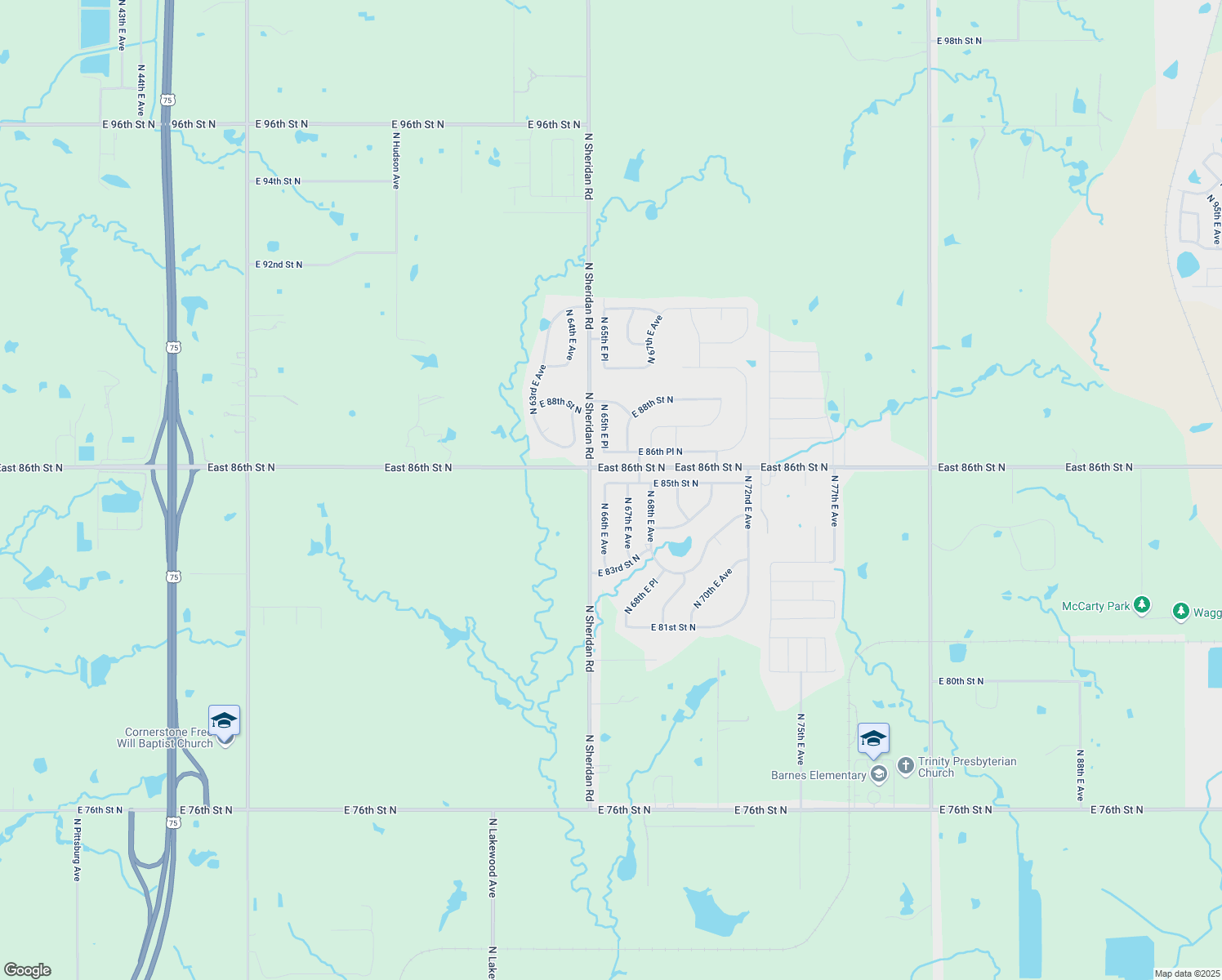 map of restaurants, bars, coffee shops, grocery stores, and more near 8477 North 66th East Avenue in Owasso
