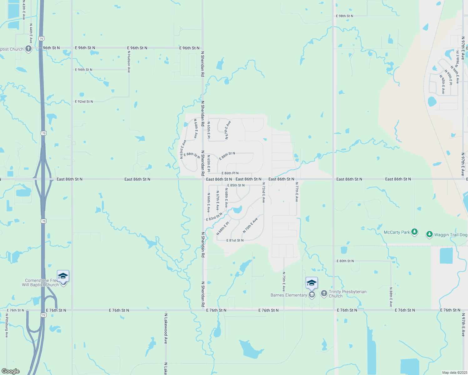 map of restaurants, bars, coffee shops, grocery stores, and more near 8480 North 69th East Avenue in Owasso