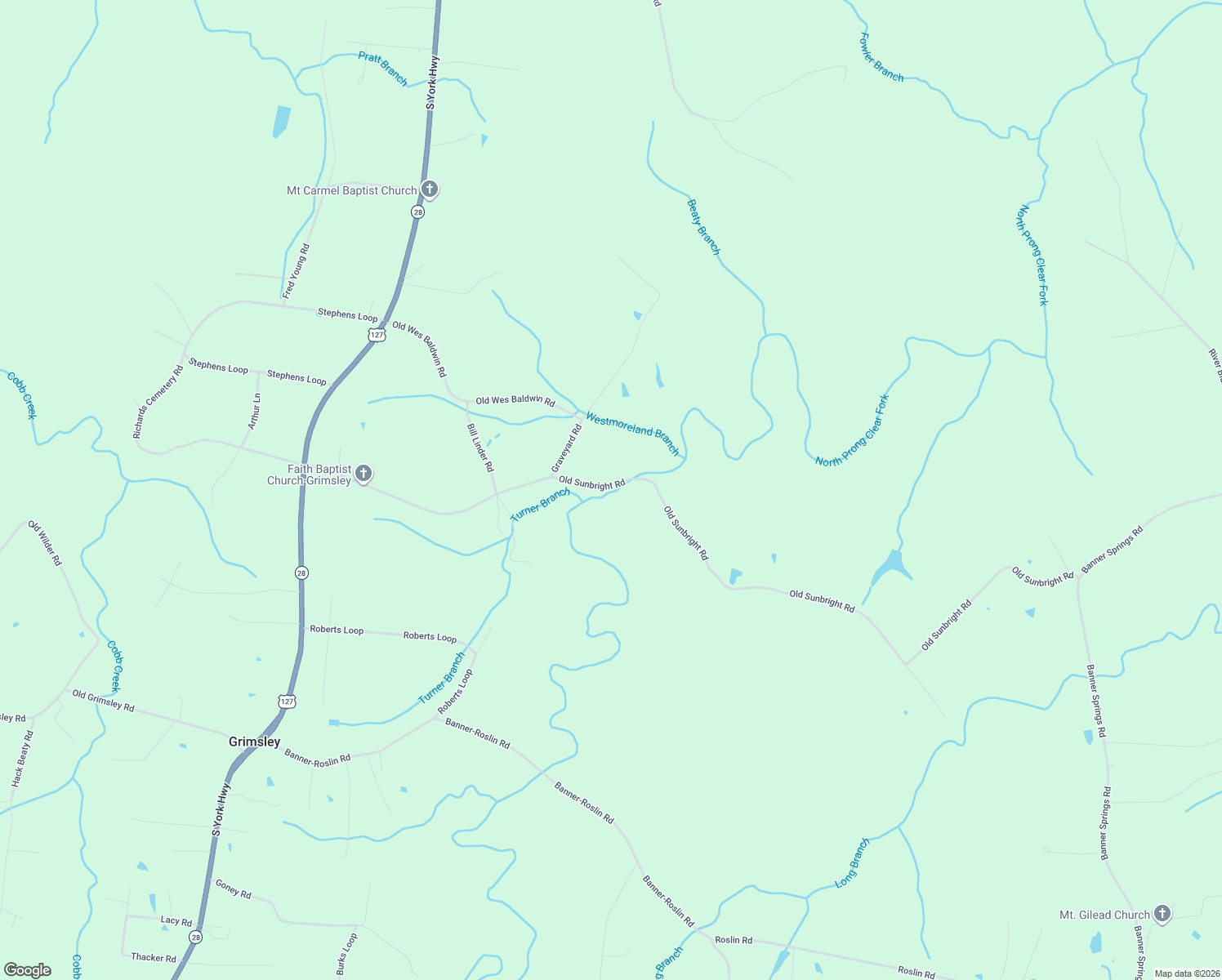 map of restaurants, bars, coffee shops, grocery stores, and more near 1260 Old Sunbright Road in Jamestown