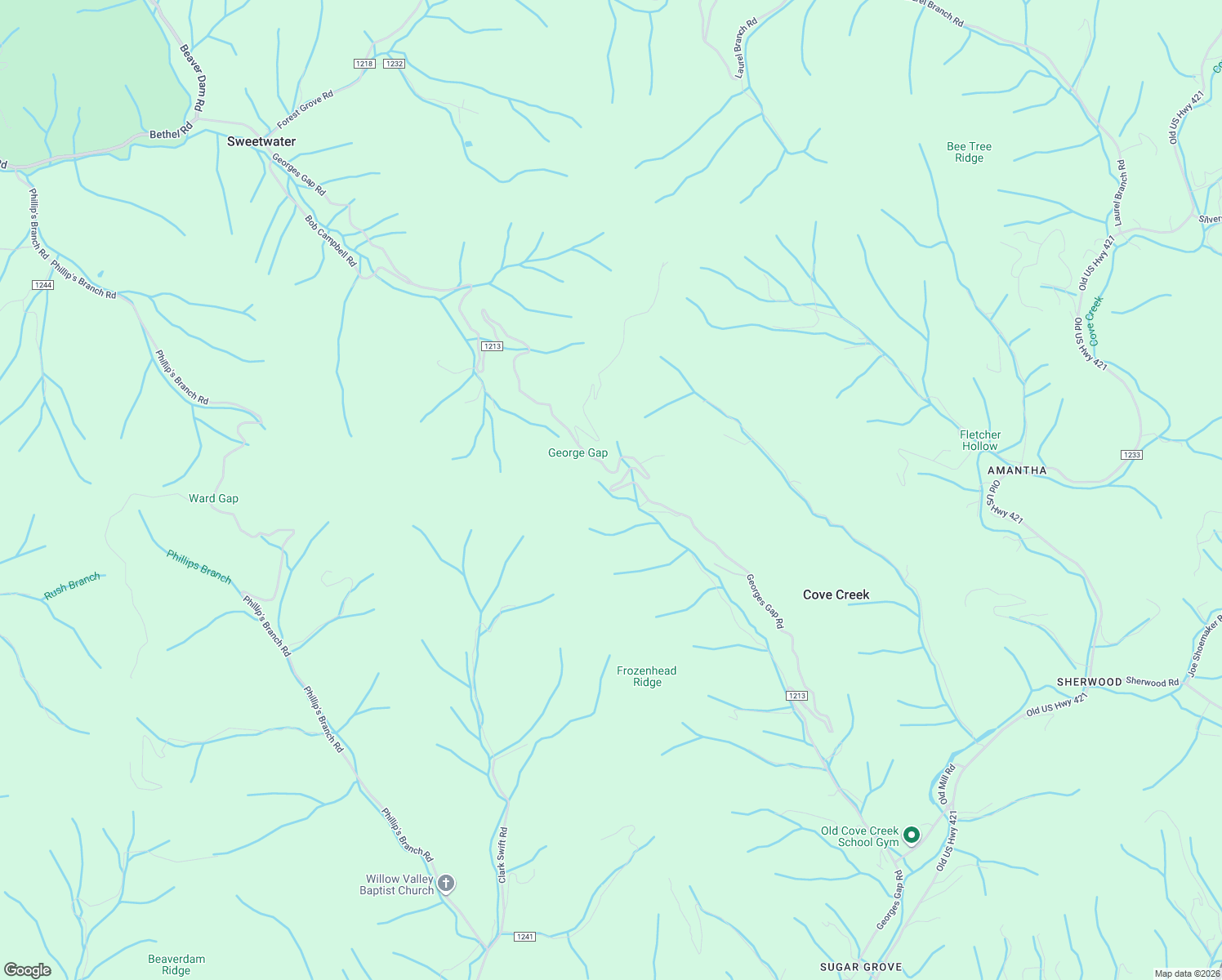 map of restaurants, bars, coffee shops, grocery stores, and more near Georges Gap Road in Vilas