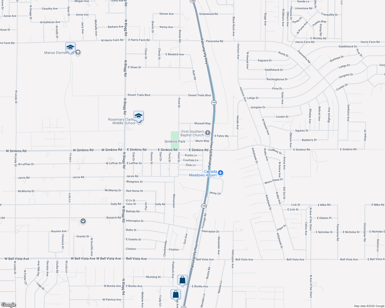 map of restaurants, bars, coffee shops, grocery stores, and more near 608 Krysta Lane in Pahrump