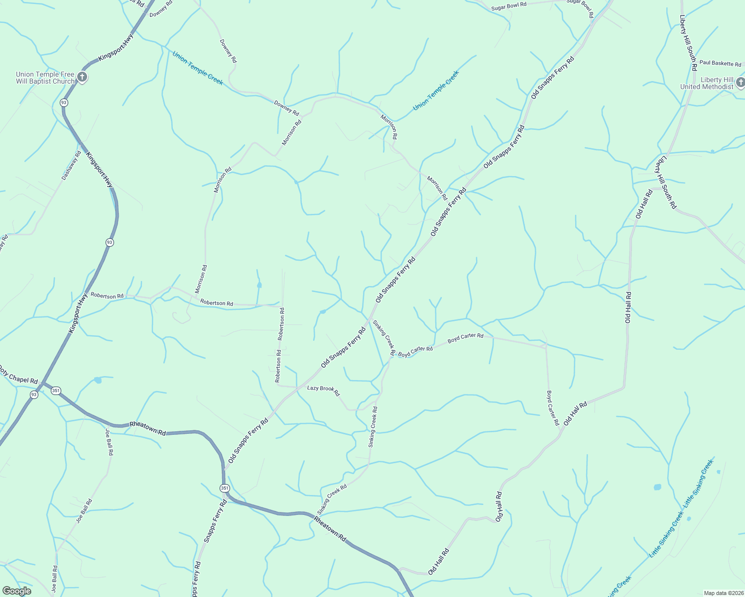 map of restaurants, bars, coffee shops, grocery stores, and more near 1005 Old Snapps Ferry Road in Chuckey