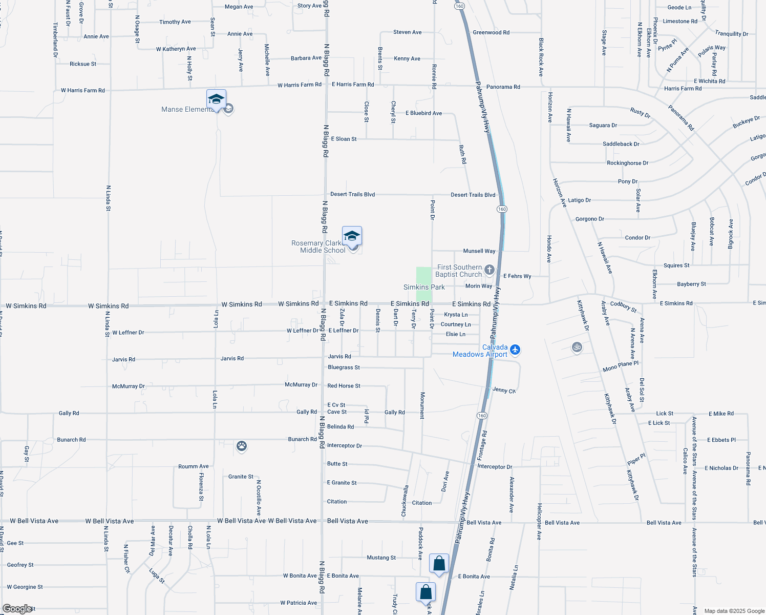 map of restaurants, bars, coffee shops, grocery stores, and more near 3981 Dennis Street in Pahrump