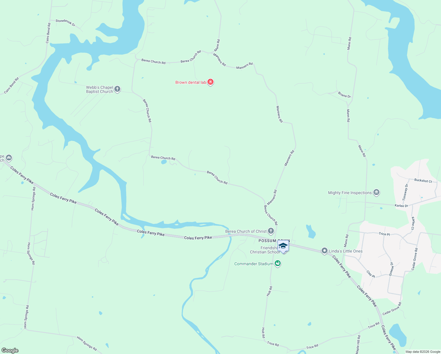 map of restaurants, bars, coffee shops, grocery stores, and more near 745 Berea Church Road in Lebanon