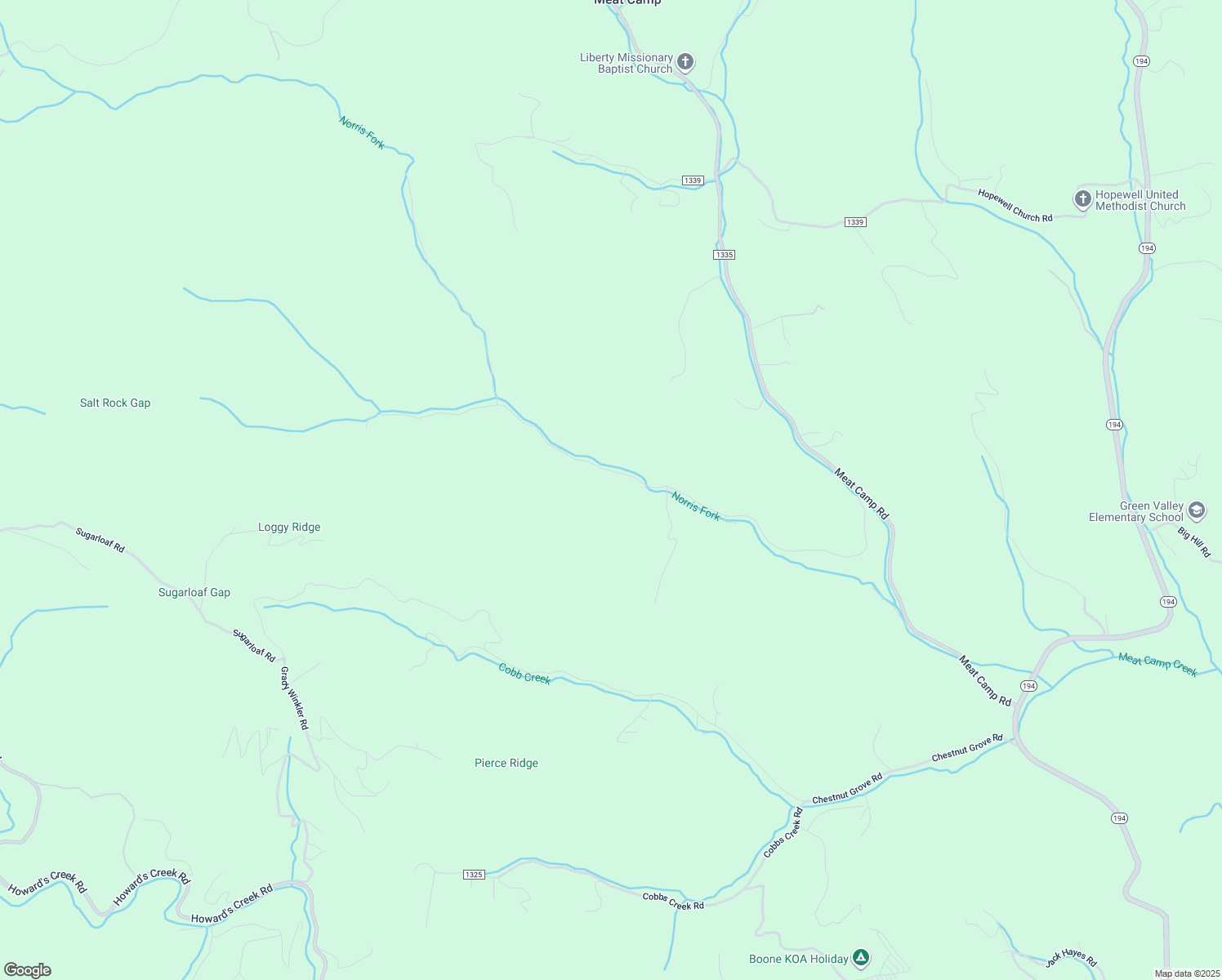 map of restaurants, bars, coffee shops, grocery stores, and more near 1149 Ball Branch Road in Boone