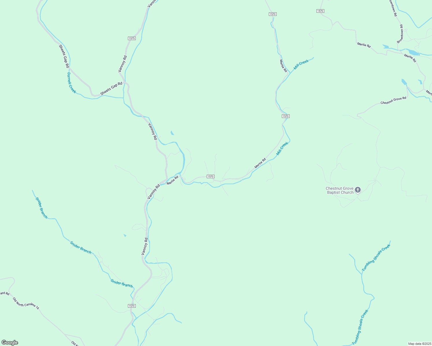 map of restaurants, bars, coffee shops, grocery stores, and more near 156 Anderson Lane in Millers Creek