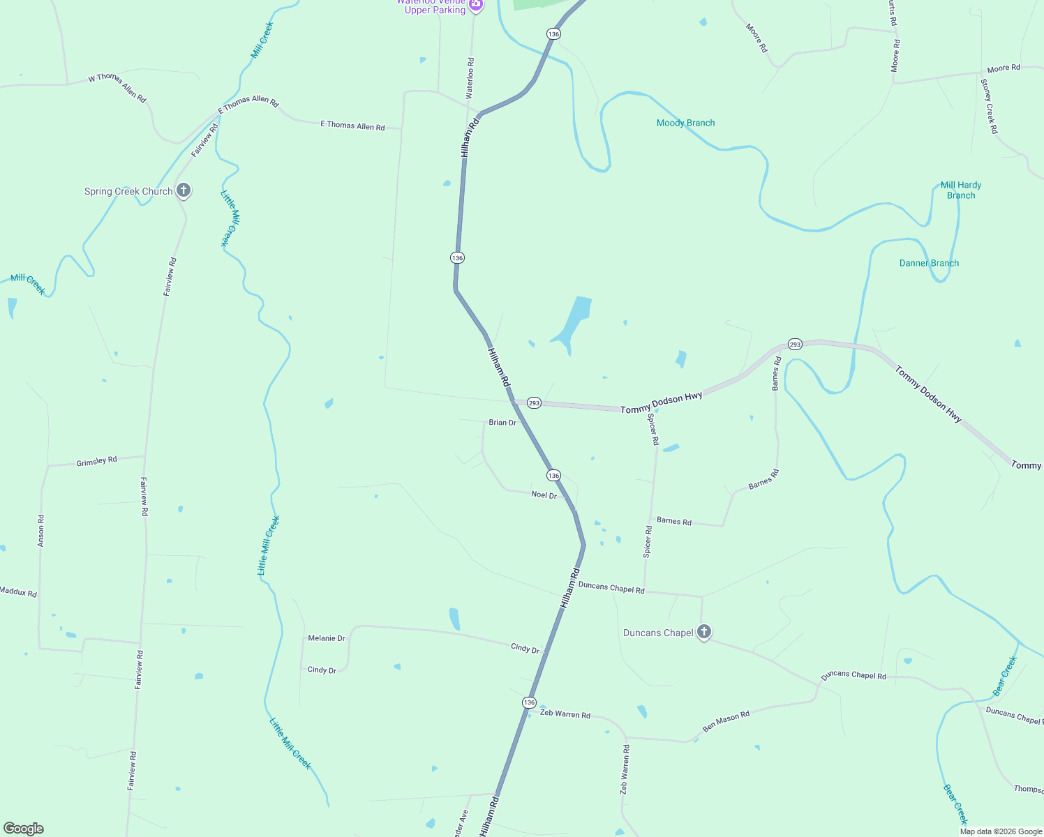 map of restaurants, bars, coffee shops, grocery stores, and more near 7901 Hilham Road in Cookeville
