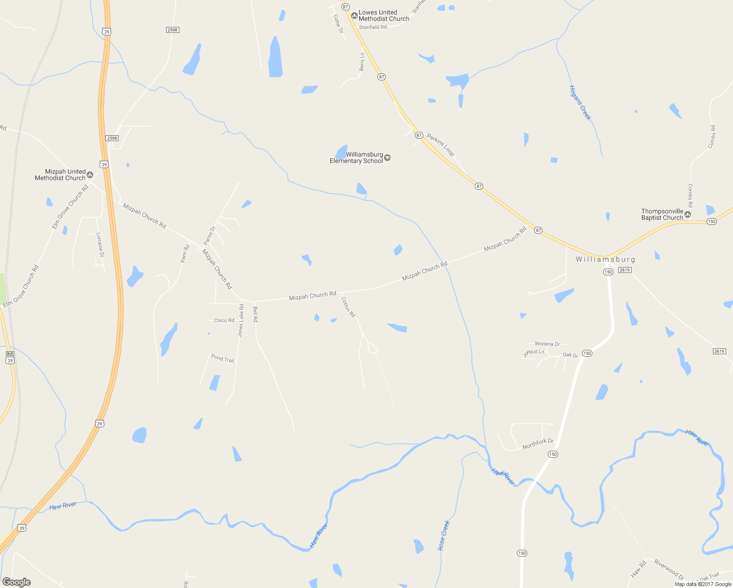 map of restaurants, bars, coffee shops, grocery stores, and more near 1578 Mizpah Church Road in Reidsville