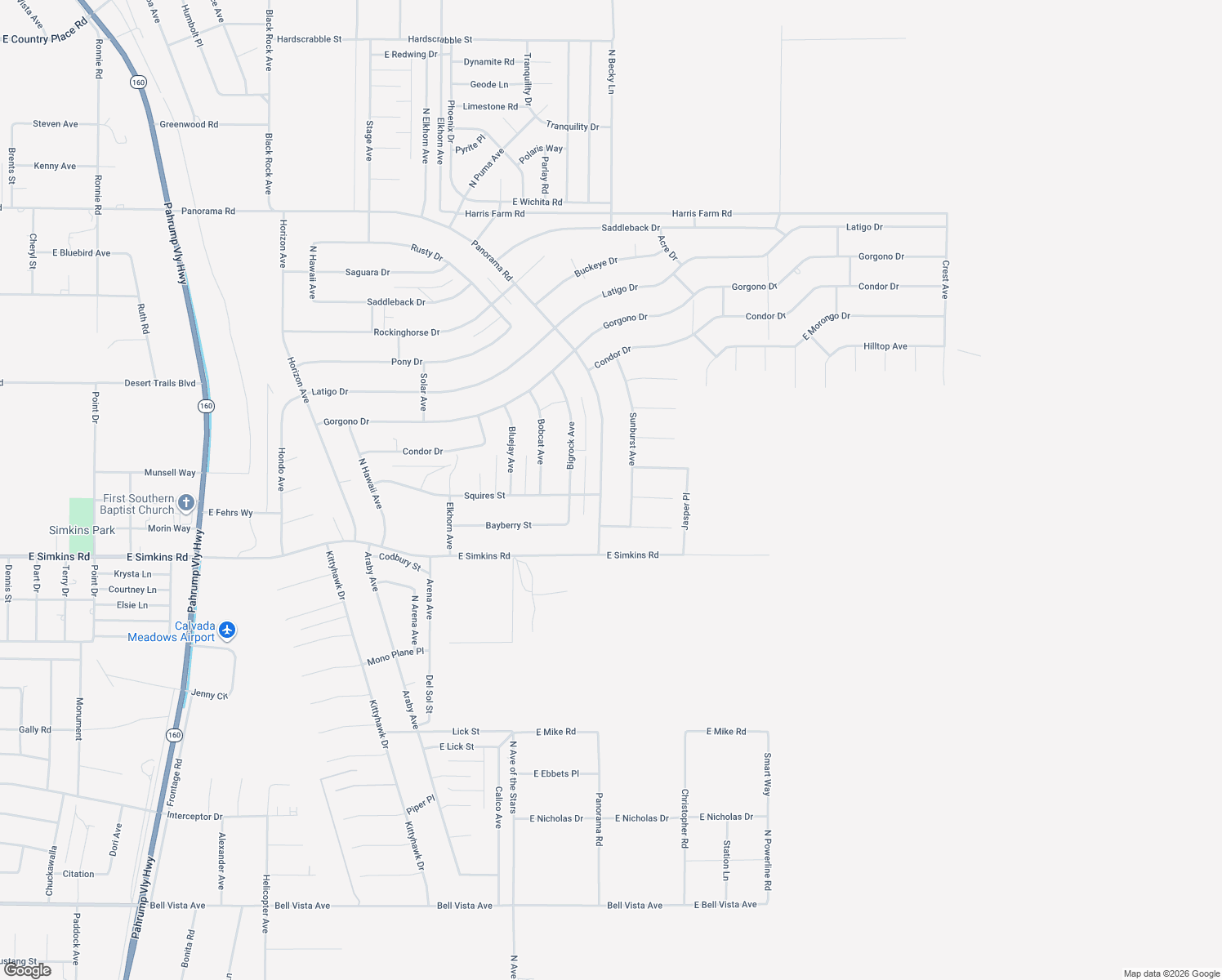 map of restaurants, bars, coffee shops, grocery stores, and more near 4191 Panorama Road in Pahrump