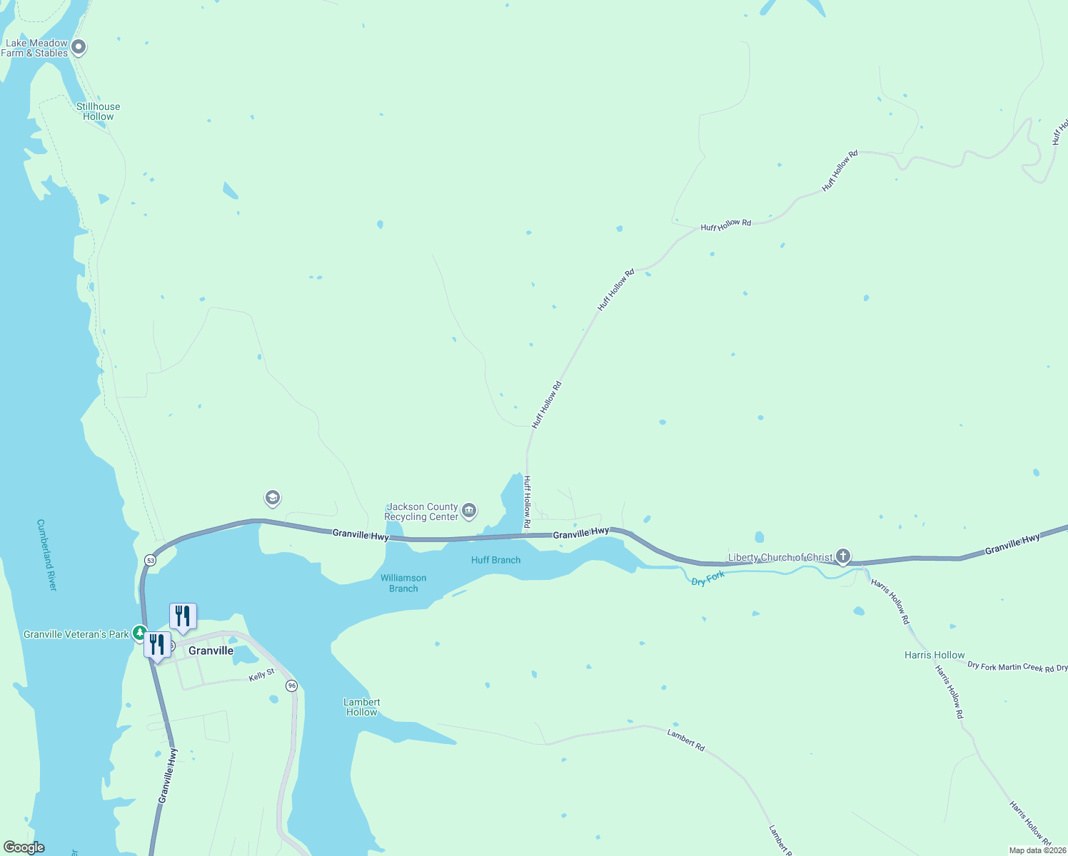 map of restaurants, bars, coffee shops, grocery stores, and more near 727 Huff Hollow Road in Granville