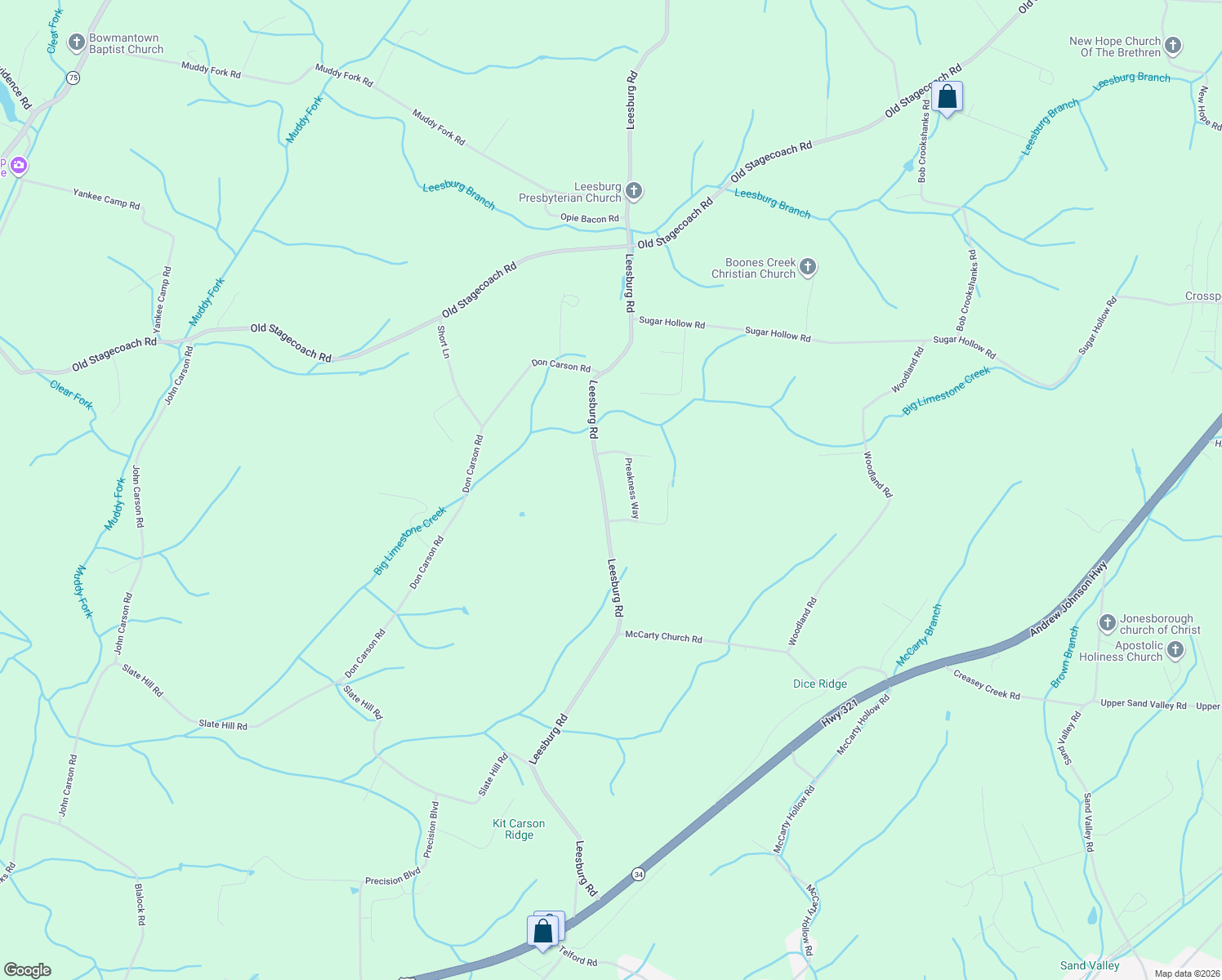 map of restaurants, bars, coffee shops, grocery stores, and more near 405 Leesburg Road in Telford