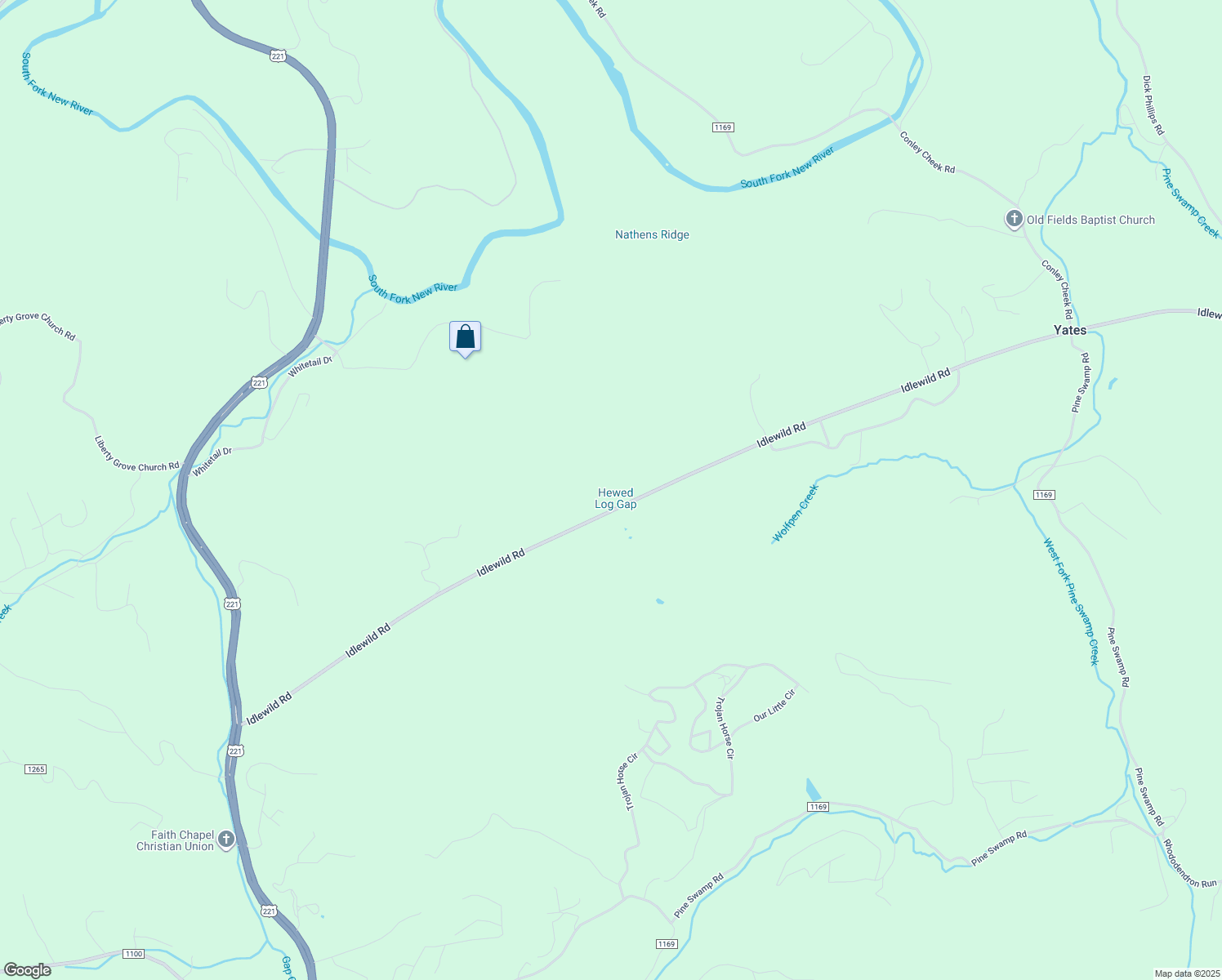 map of restaurants, bars, coffee shops, grocery stores, and more near 6142 Idlewild Road in Fleetwood