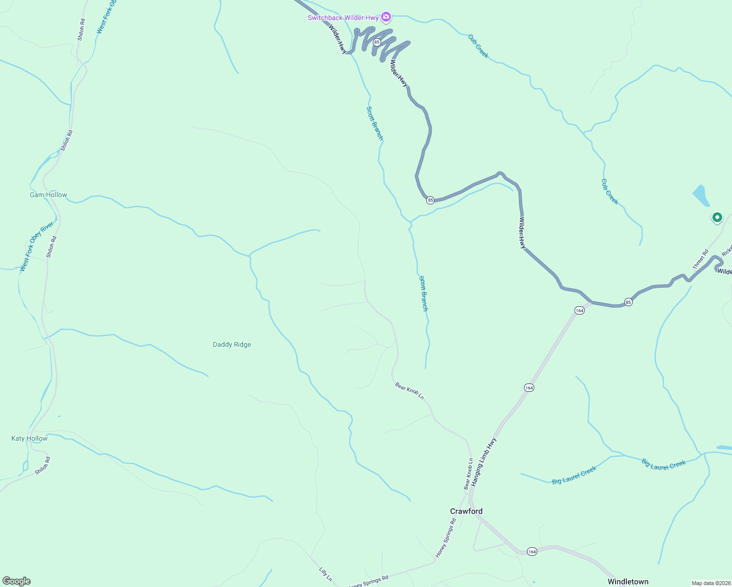 map of restaurants, bars, coffee shops, grocery stores, and more near 371 Bear Knob Lane in Crawford